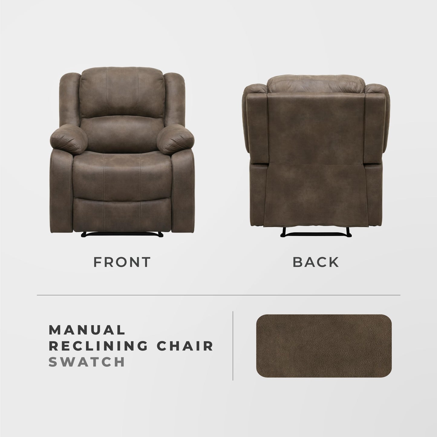 Lexicon Manual Recliner Sofa Chair, Home Theater Seating, Wall Hugger Manual Reclining Nursery Chair for Bedroom/Living Room/Office/Apartment, Brown Polished Microfiber