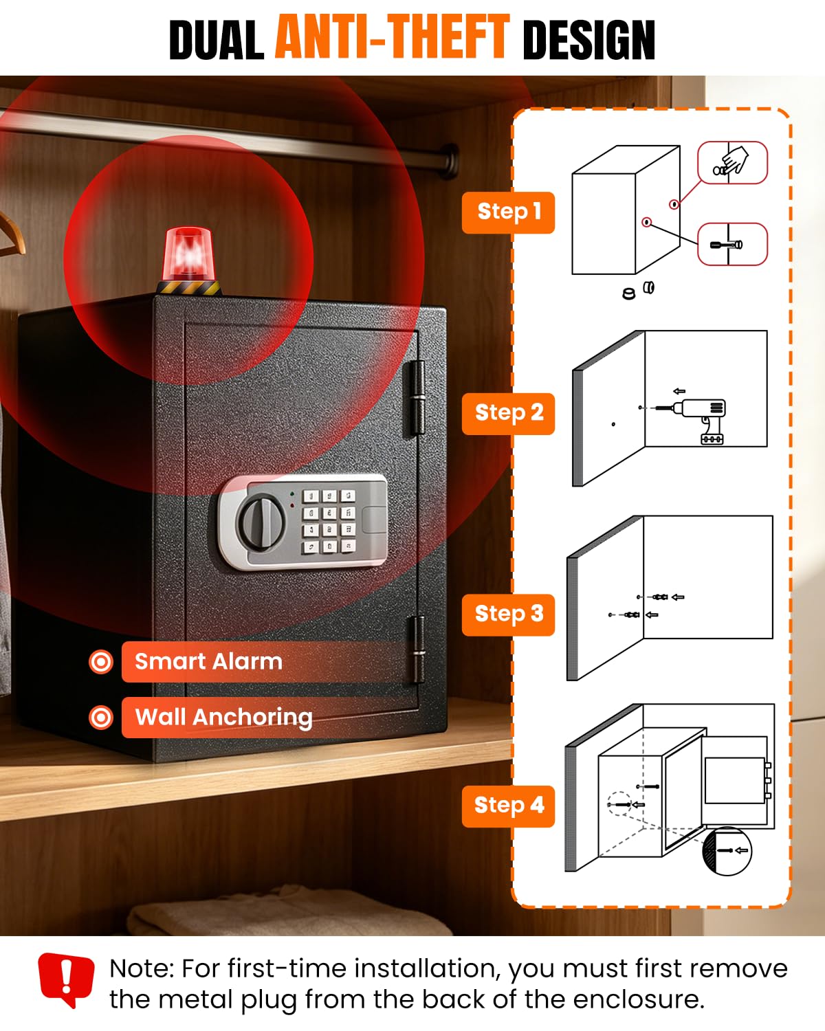 𝐔𝐩𝐠𝐫𝐚𝐝𝐞𝐝 𝟐𝟎𝟐𝟔 Fireproof Safe Box| 𝟏𝟕𝟎𝟎°𝐅 𝟑𝟓-𝐌𝐢𝐧 Protection| 2.8 Cuft Fire Proof Digital Home Safes with Smart Alarm System, Bolt-Down Design| for Documents Jewelry Electronics