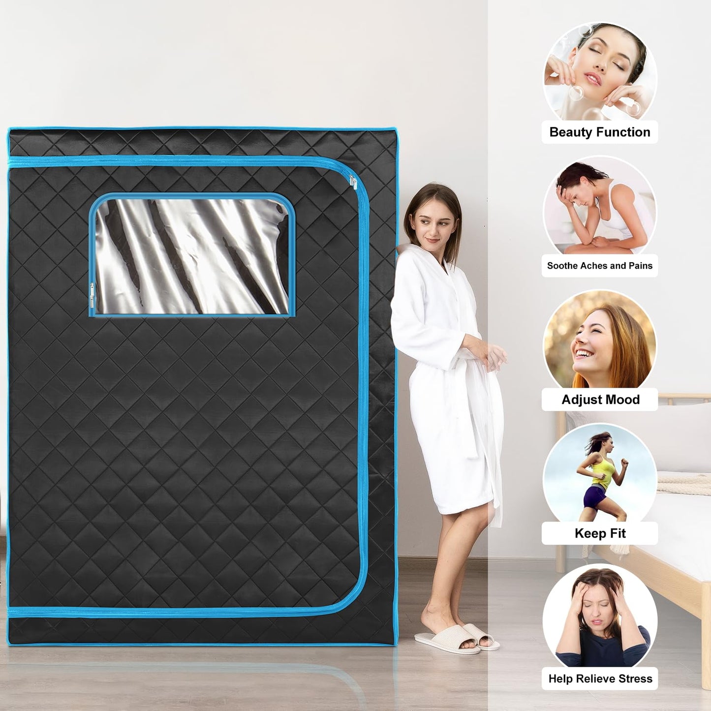 amocane 2 Person Portable Infrared Sauna, Oversize Personal Dry Saunas Tent for Home with Remote Control, Full Size Indoor Sauna Spa for Relaxation & Detox, Foldable Large Chairs for Gym & Apartment