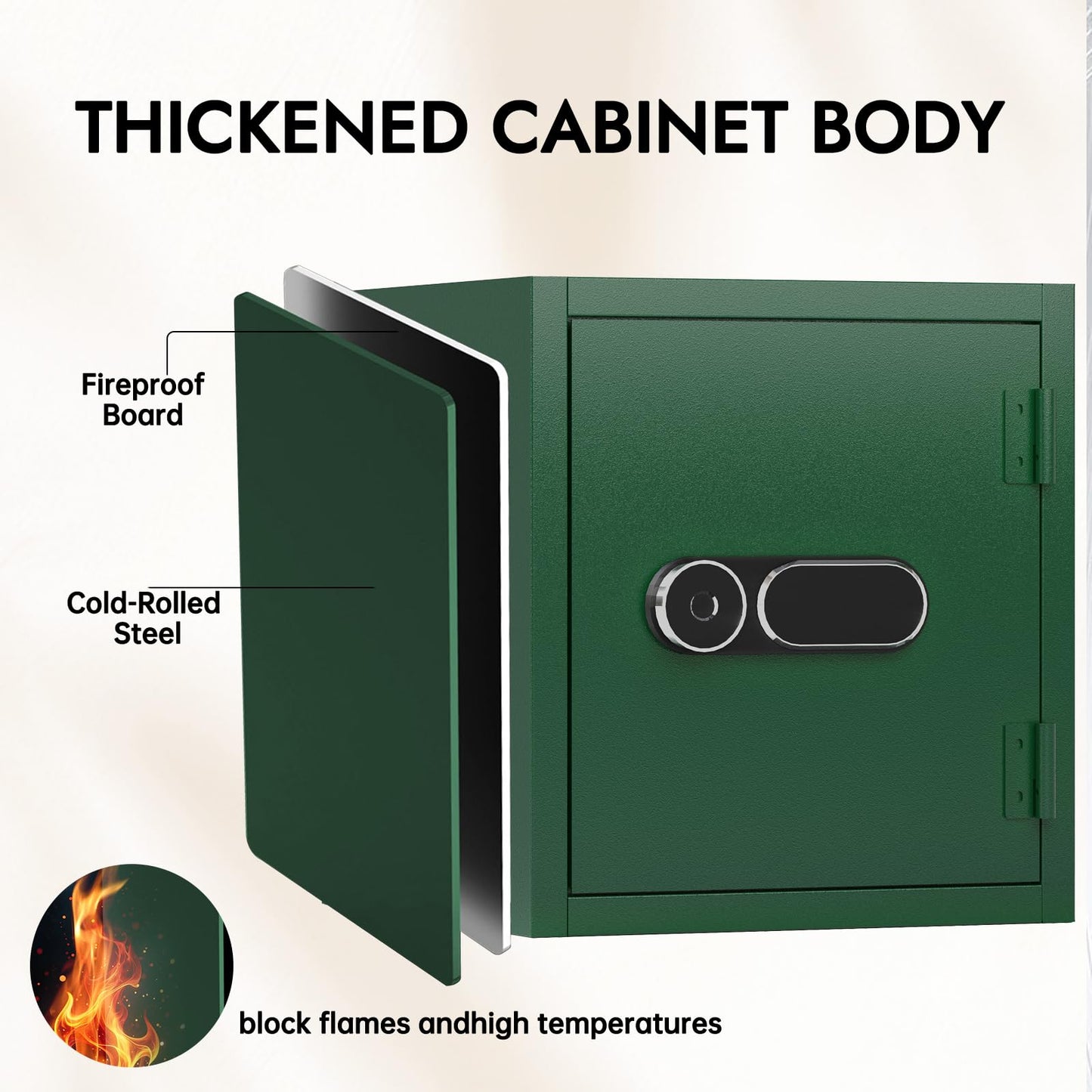KAER Fireproof Jewelry Safe Box, 3.8 Cu.Ft Large Biometric Home Safe with Fingerprint & Password Lock, Secure Security Safe with Removable Shelf for Luxury Watches, Gold, Gems, Valuables