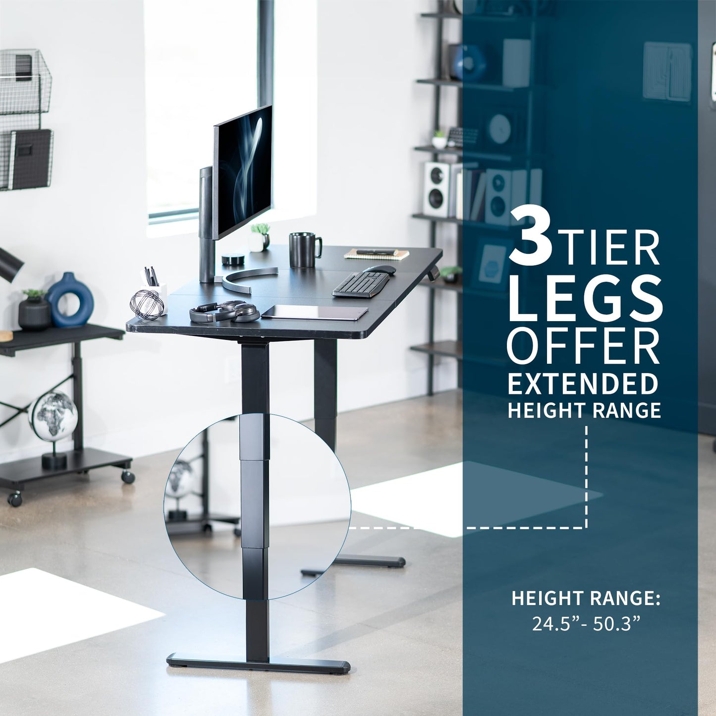 VIVO Electric 71 x 30 in Dual Motor Sit Stand Desk, Memory Height Adjustment, 2B Series, Black Top Black Frame, DESK-KIT-2B7B