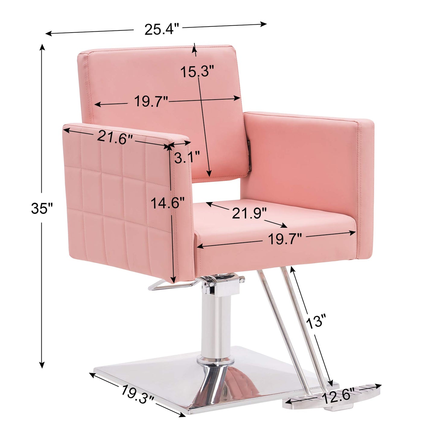 BarberPub Salon Chair for Hair Stylist, Hydraulic Stylist Chair, Adjustable Height, PVC Leather, 360 Degrees Swivel, Barbershop, Home Salon, Adult 8821 (Pink)
