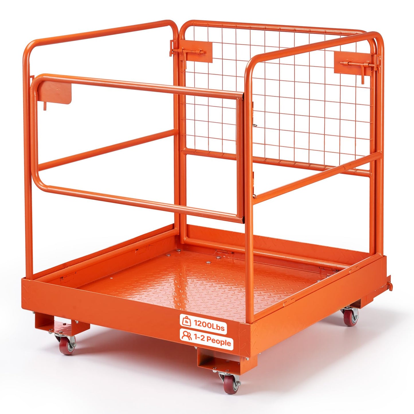 VEVOR Forklift Man Basket, 36.6 x 36.6 Inch Forklift Safety Cage with 4 Wheels, 1200 lbs Capacity Heavy Duty Work Platform, Collapsible Lift Basket Safety Set, for Most Aerial Jobs Lifting Loader
