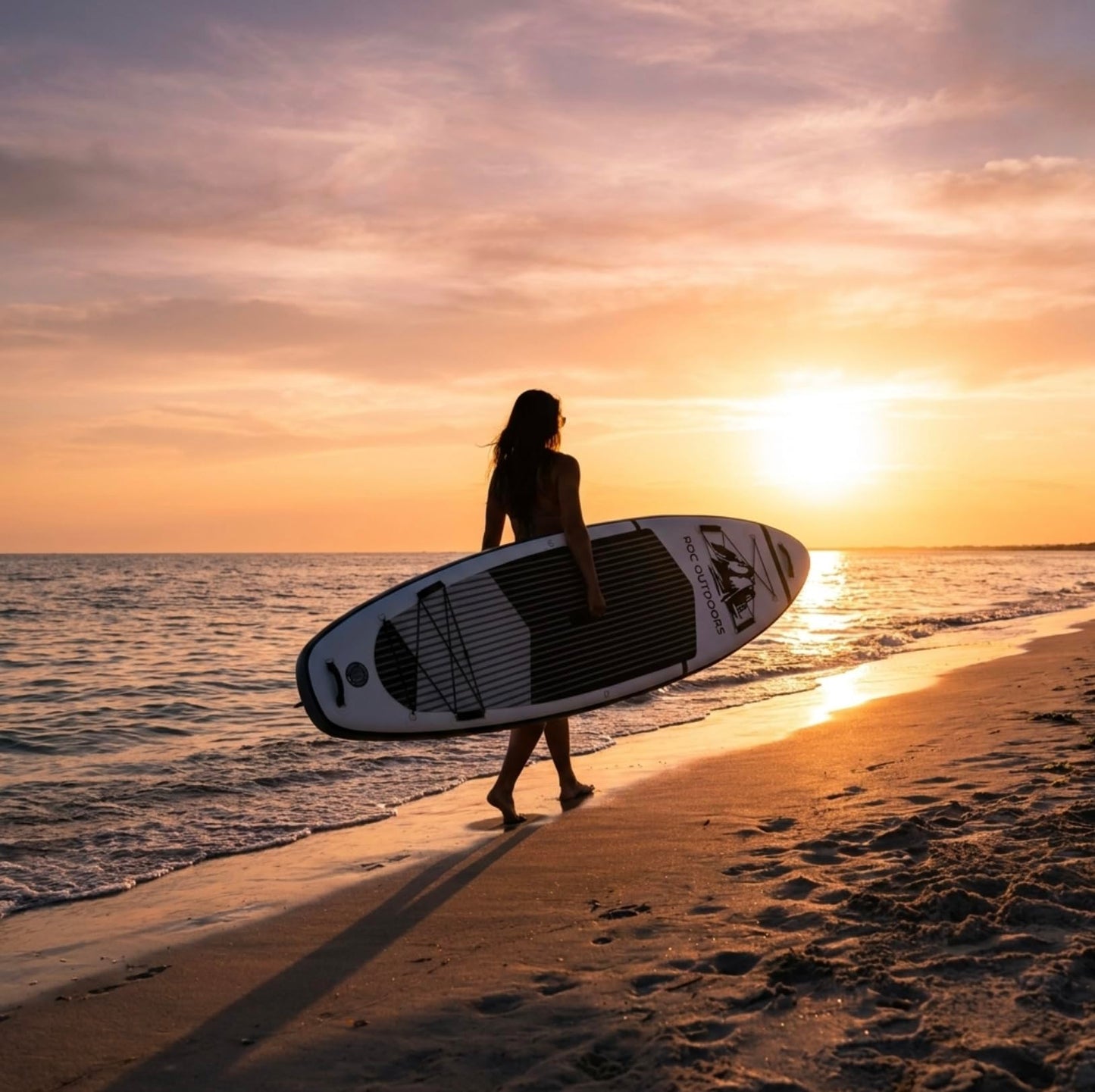 Roc Inflatable Stand Up Paddle Board 10' 6" with Premium SUP Paddle Board Accessories, Wide Stable Design, Non-Slip Comfort Deck for Youth & Adults (Black & White)