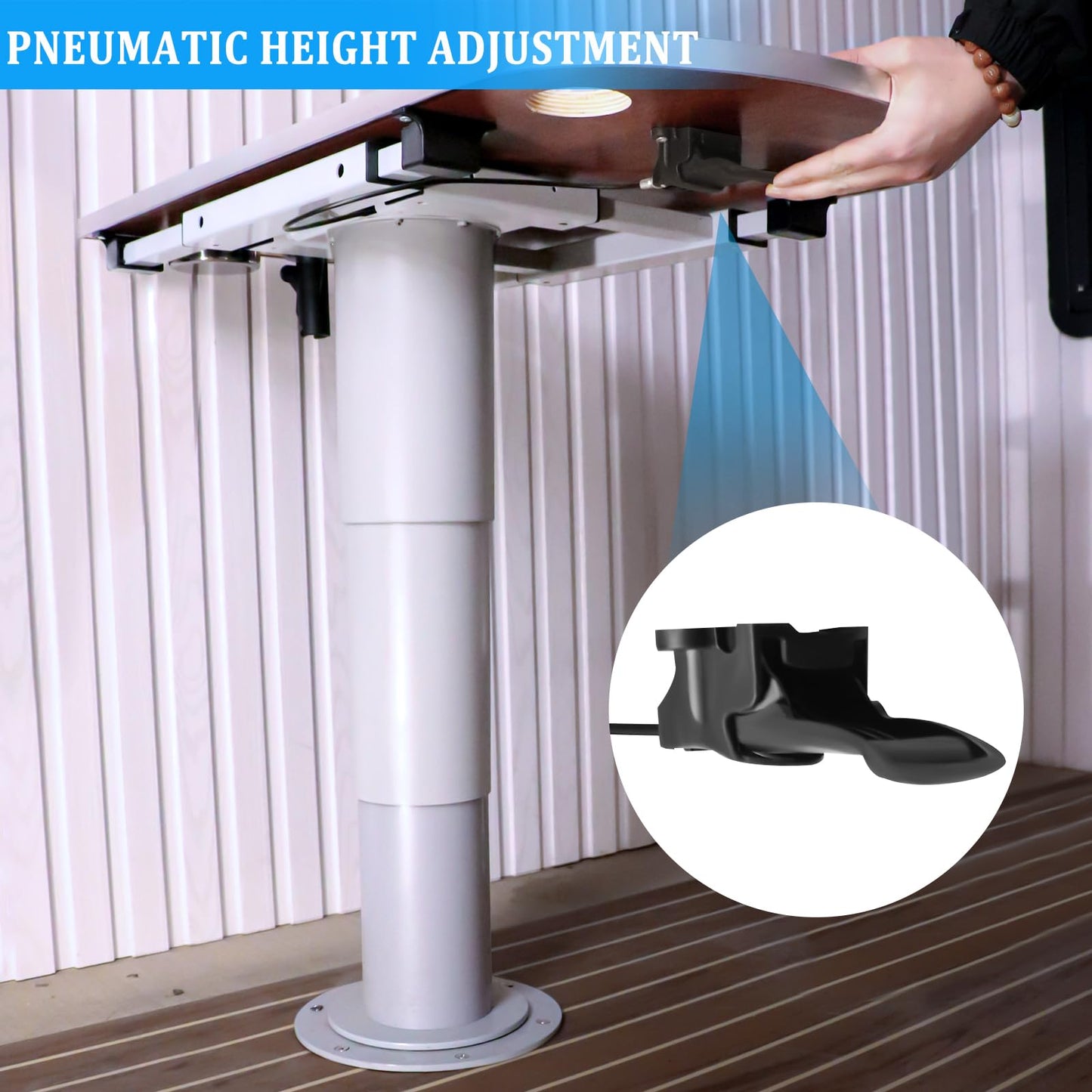 HWHongRV Adjustable RV Table Pedestal Stand Leg with Gas Lift, Pneumatic Table Leg Base Mount Can Be Adjusted up and Down, Front and Back, Left and Right, Table Bogie for RV Marine Boat Marine Yacht