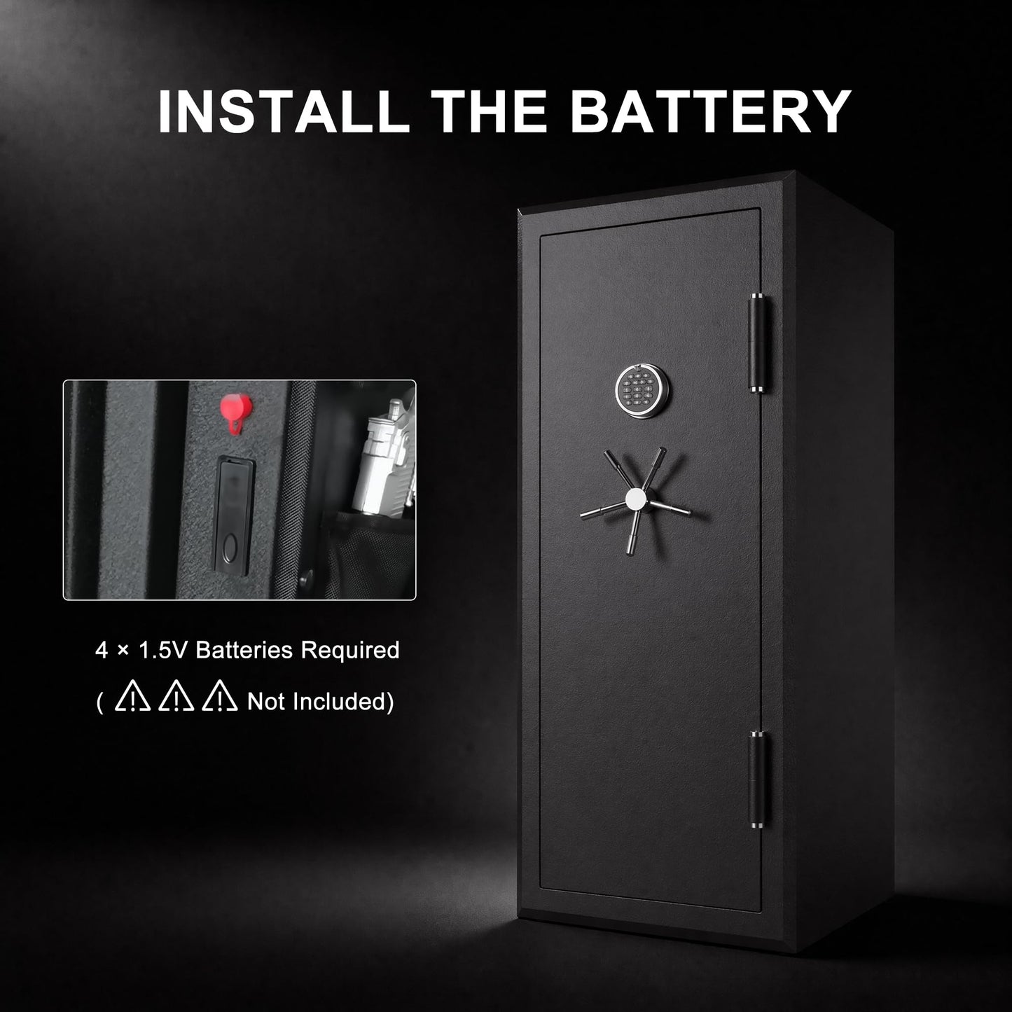 XPEDITION 34-Gun Fireproof Safe for Rifles & Pistols, Quick-Access Gun Cabinet with Keypad & Key Access, No Assembly Required, Combination Lock, Built-in Charging Ports
