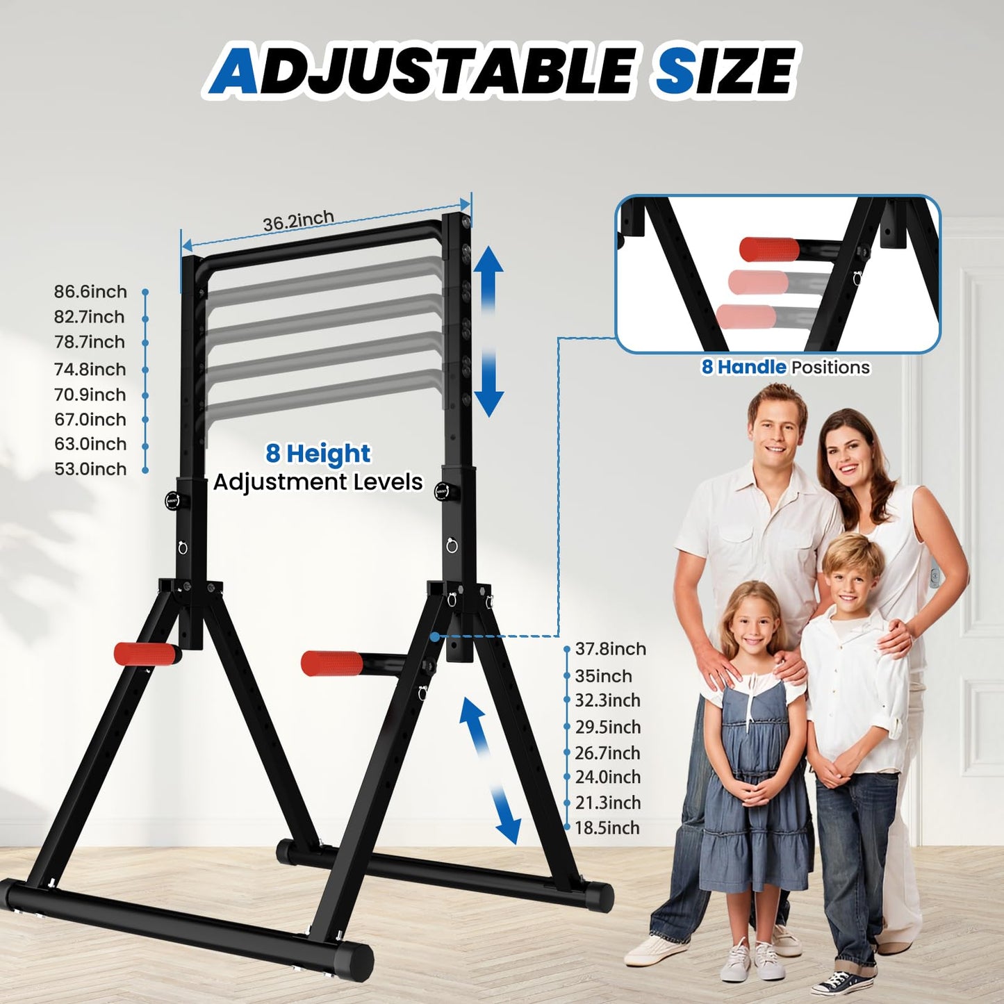DOBESTS Power Tower Pull Up Bar Free Standing, Adjustable Foldable Pull Up Station, Home Gym Strength Training Equipment 700LBS
