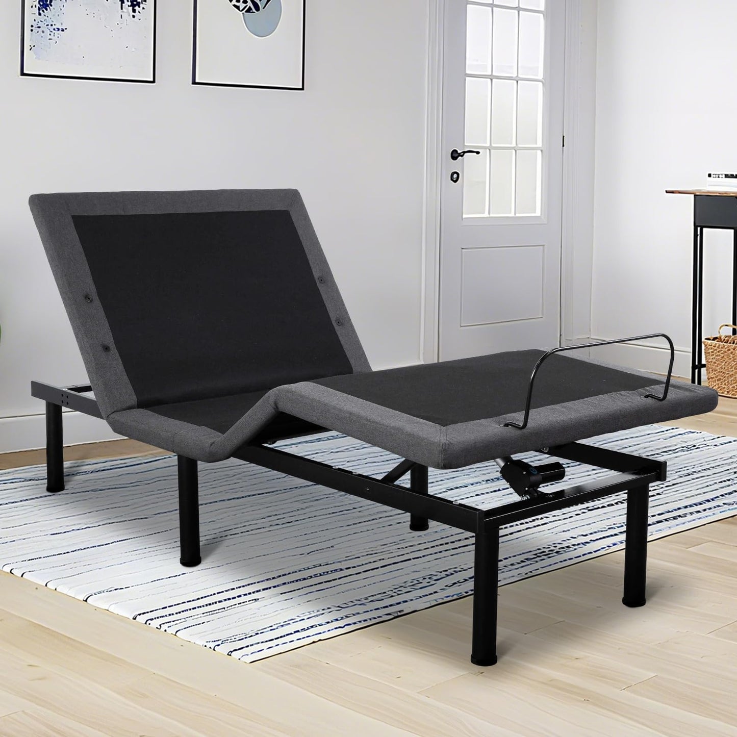 Garvee Twin XL Adjustable Bed Frame with Massage - Electric Bed Base with Head & Foot Incline, LED Under-Bed Night Light, 4 Height-Adjustable Legs, Wireless Remote, Zero/Anti-Snore/Memory Presets