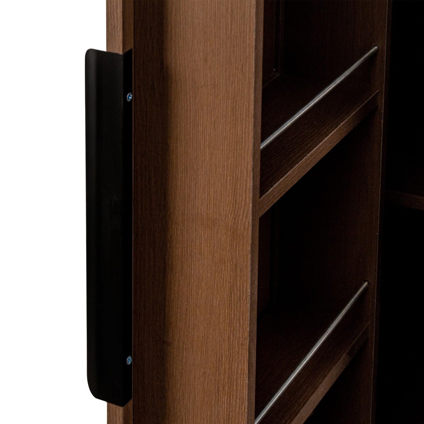 KEIKI 63" Tall Kitchen Pantry Storage Cabinet with Door-Side Rack & Shelves, Freestanding Wood Hutch Food Pantries Cupboard for Coffee Bar, Dining Room