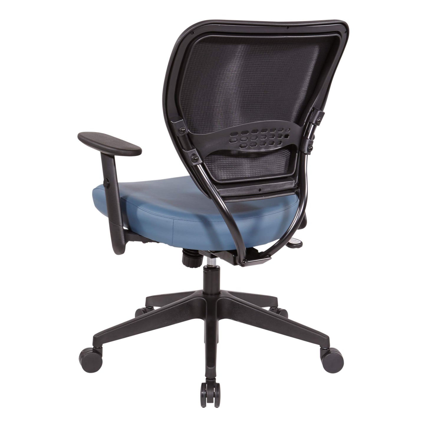 Space Seating 55 Series Air Grid Back Adjustable Manager's Task Chair with Built-in Lumbar Support and Angled Arms, Antimicrobial Dillon Blue Faux Leather
