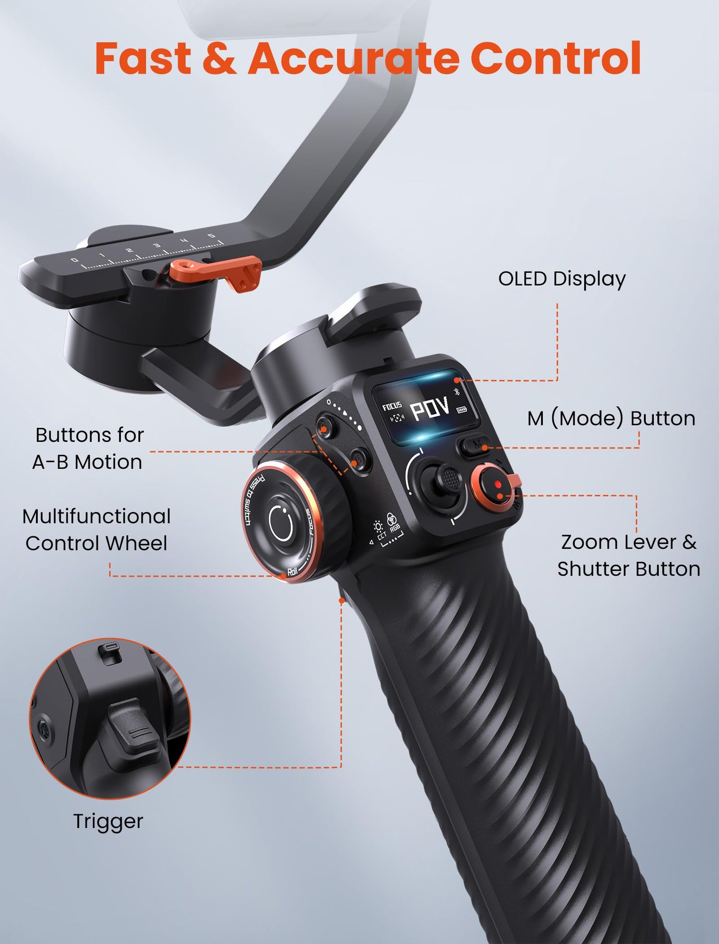 hohem iSteady MT2 Gimbal Stabilizer for Camera, Upgrade 3-Axis Gimbal for Mirrorless/Pocket Camera/Action Camera/Smartphone, OLED Display, Gimbal Stabilizer for Canon/Sony/Nikon/iPhone