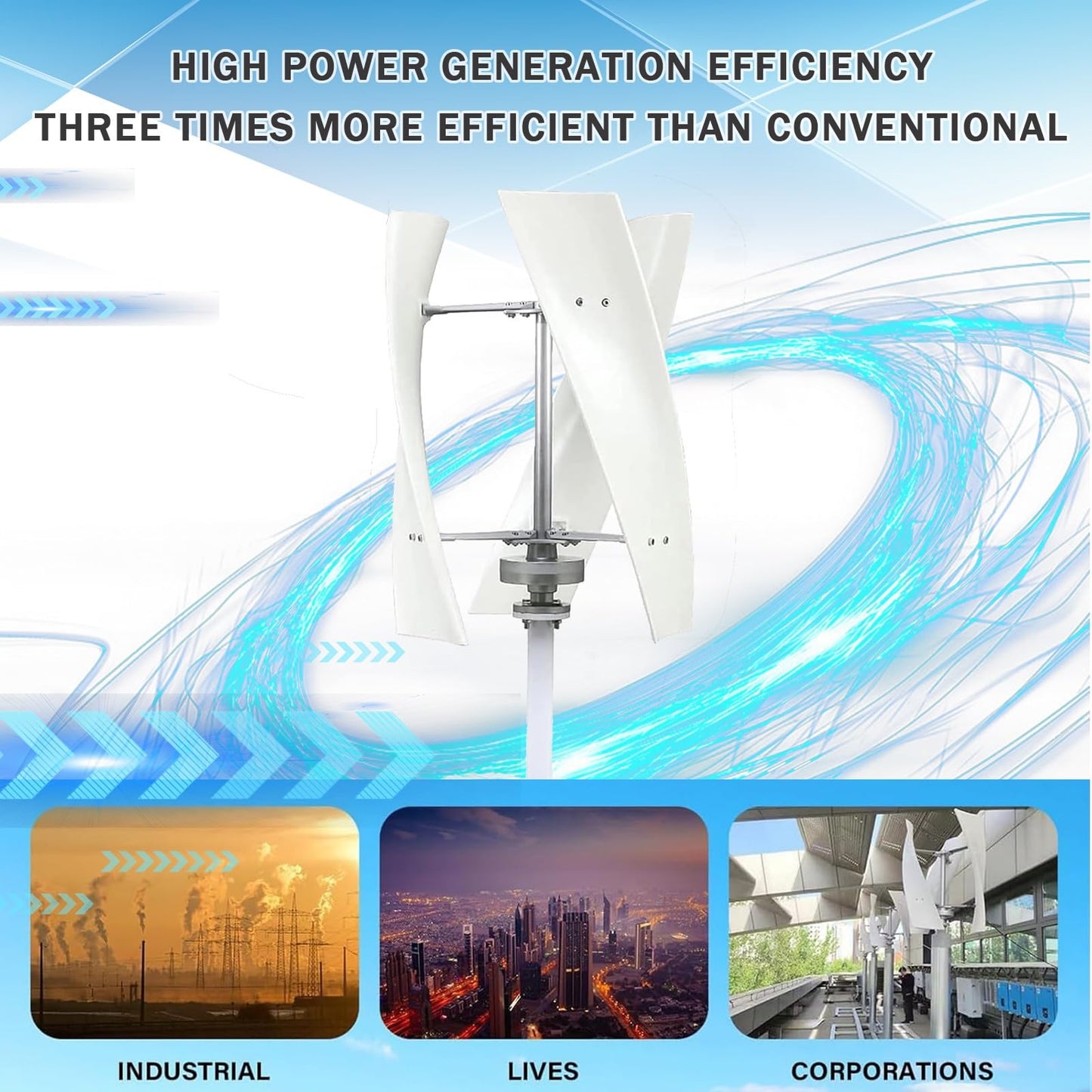 18000W Vertical Wind Turbine Generator Kit for Home & Business - Powerful 48V Windmill with Controller for Industrial Energy Supply - Eco-Friendly Renewable Energy Solution