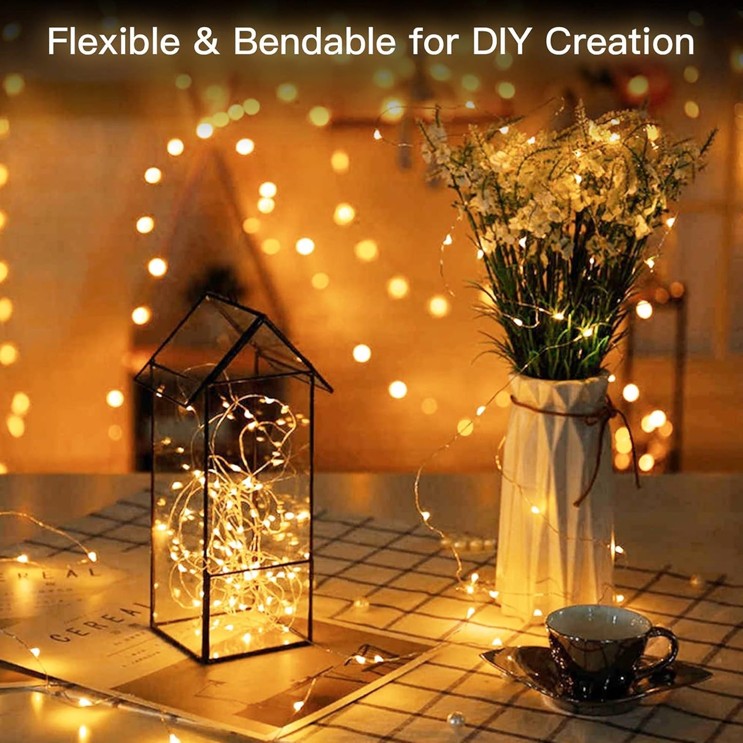 Minetom 200 LED Fairy Lights, Warm White Copper Wire, Indoor Outdoor Decoration, 66FT String Lights for Christmas, Wedding, Party