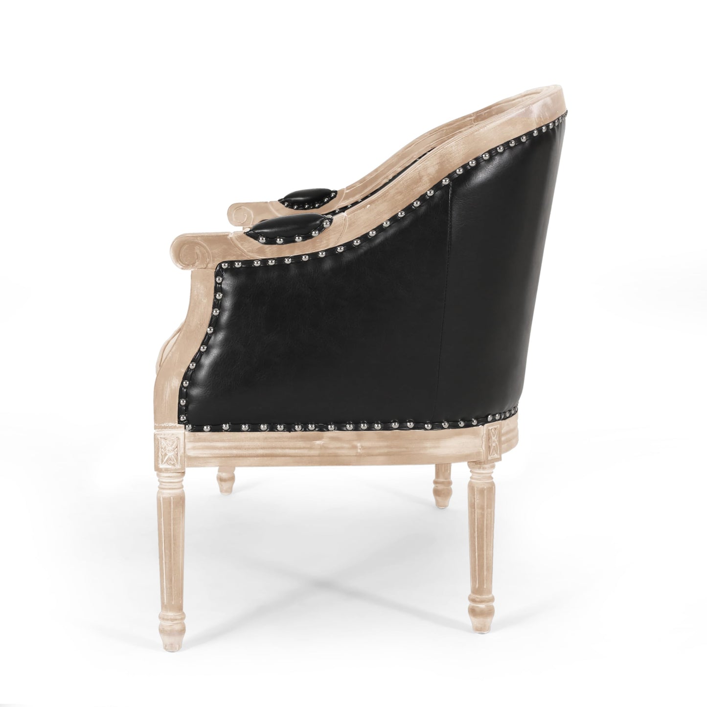 Faye Tufted Upholstered Loveseat - Midnight Black/Gray