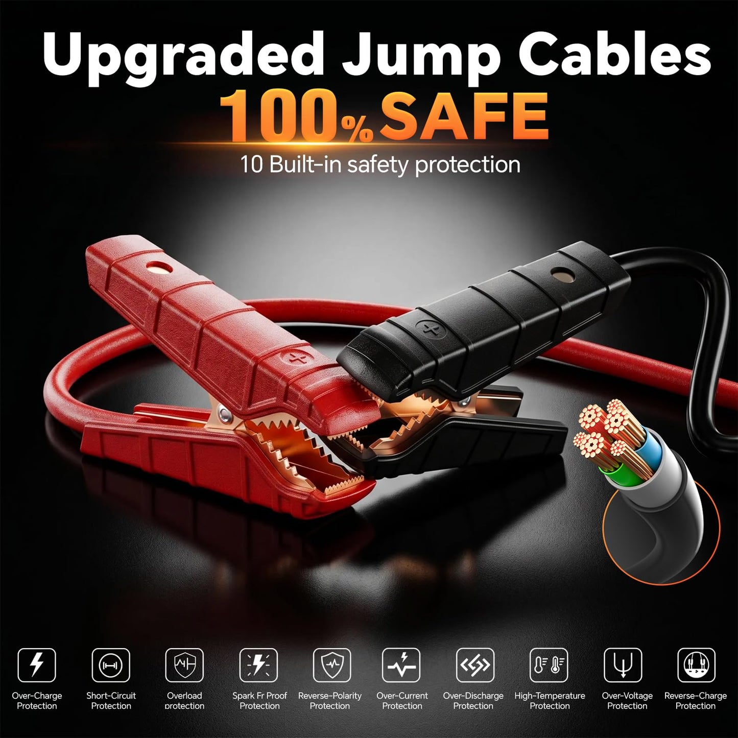 Portable Jump Starter with Air Compressor, FlyAuto 1800A Battery Booster for Cars, Trucks & SUVs, Up to 8.0L Gas & 6.0L Diesel, 150PSI Tire Inflator, Emergency Power Pack with AC/DC/USB