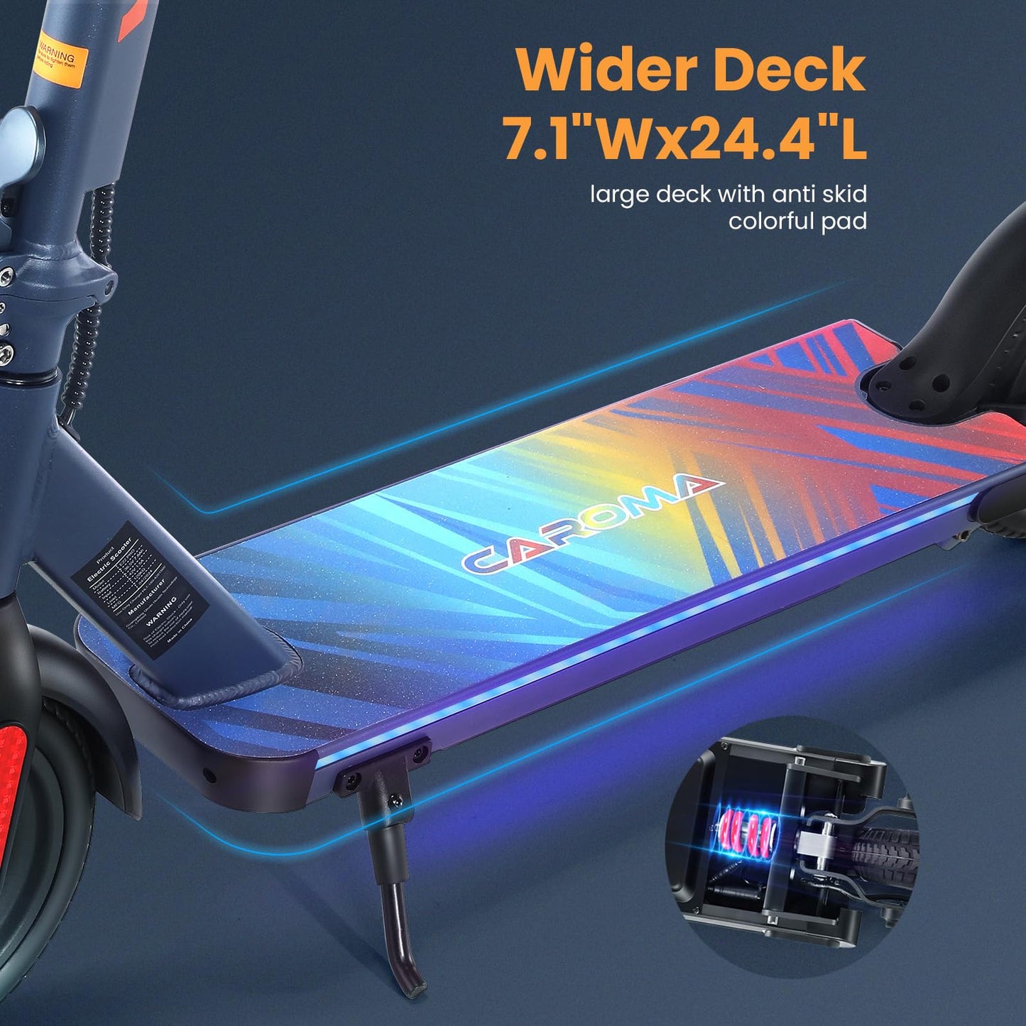 Caroma Adult Electric Scooter 350W, Max 20 Miles & 20 Mph, 9" Big Tires Electric Scooters Adults, Height Adjustable E Scooter for Adults, Foldable Commuting Scooter Electric, 265Lbs Load, Blue