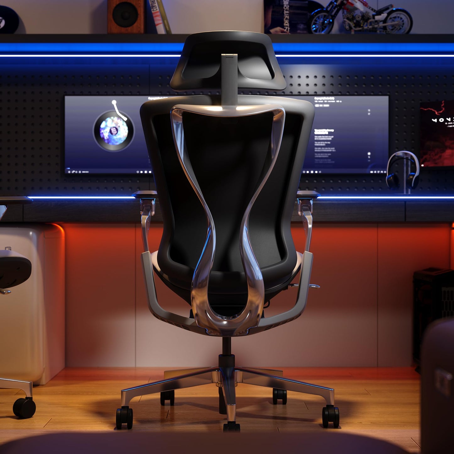 TOMU Ergonomic Executive Office Chair, Genuine Leather High Back Design with 5D Armrest & 3D Headrest for Gaming, Home and Work, Cool and Luxury (Apricot Gray)