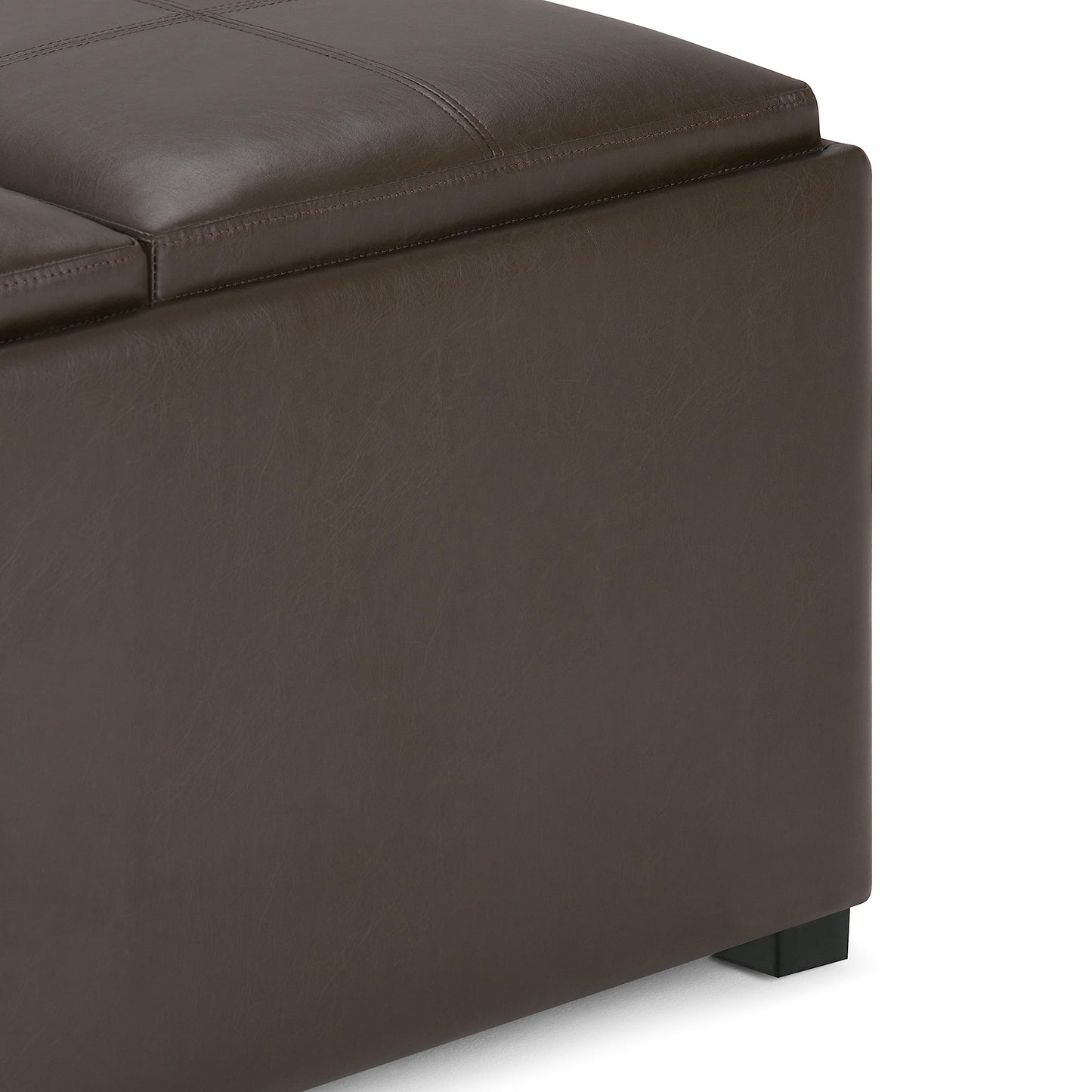 SIMPLIHOME Avalon 35 inch Wide Contemporary Square Coffee Table Storage Ottoman in Chocolate Brown Vegan Faux Leather, Assembled, For the Living Room and Bedroom