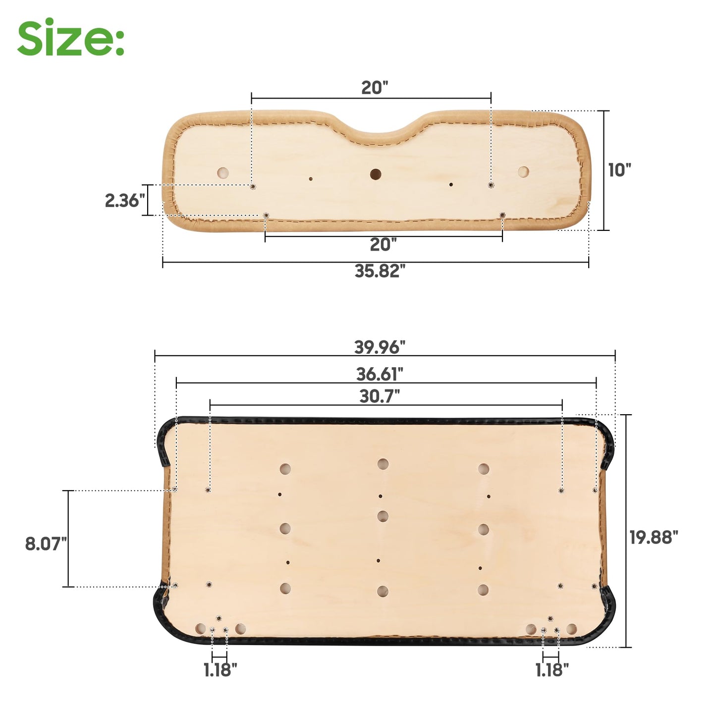 10L0L Front Seat Assembly Kit for EZGO TXT 1994-2013 Golf Cart, Factory Style Seat Cushions & Back, Tan