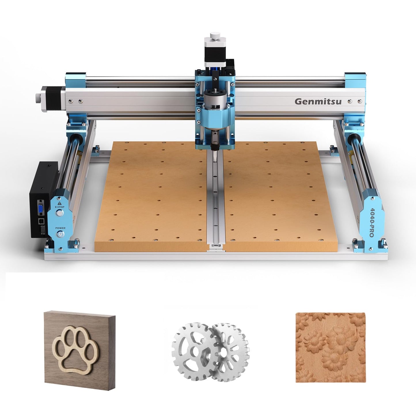 Genmitsu CNC Router Machine 4040-PRO for Metal Acrylic Cutting Milling, GRBL Control, Lead Screw Driven, 3 Axis Engraving, Working Area 15.7” x 15.7” x 3.1”