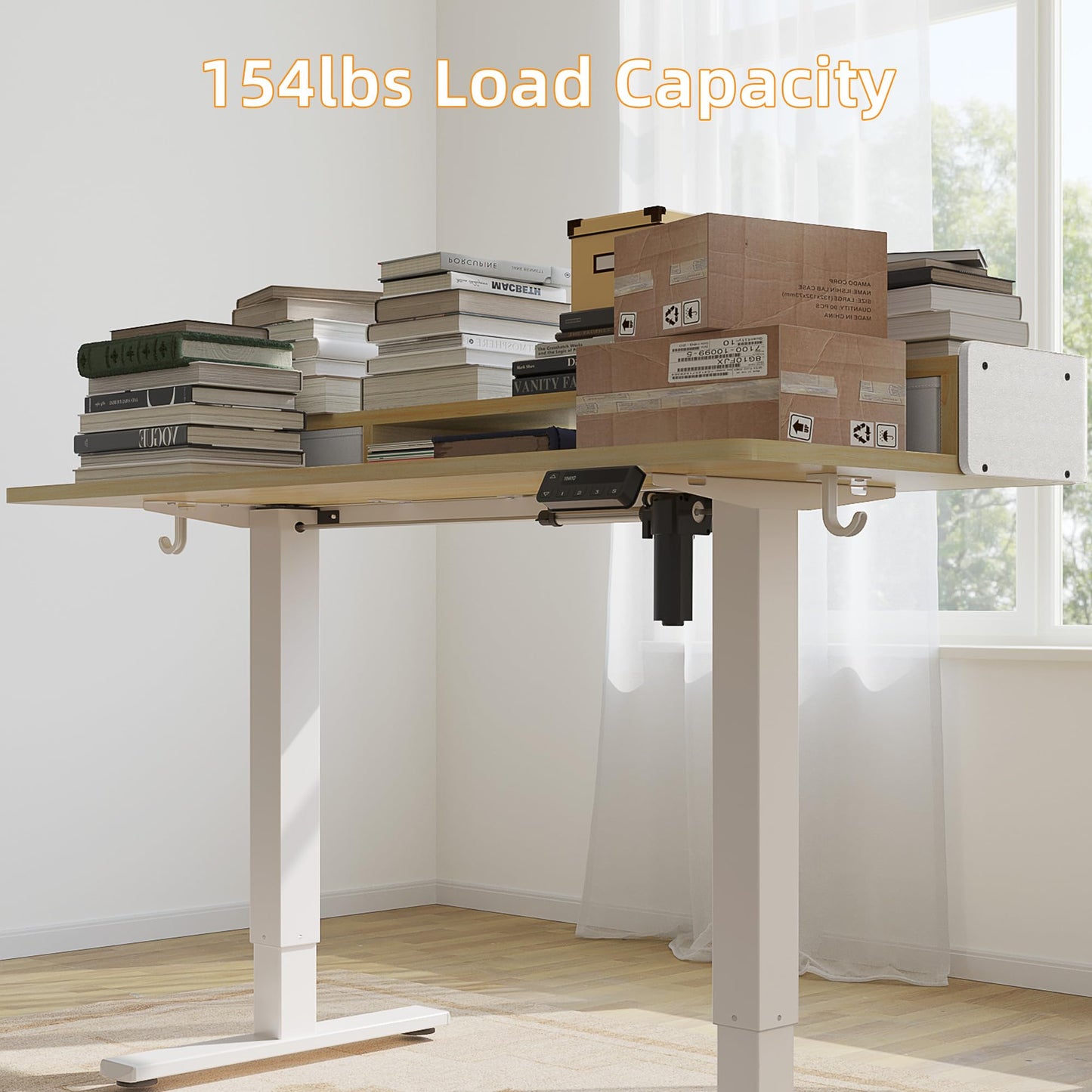 YIHAYO Low Height Adjustable Desk with Drawers, Lifts 18.1-28.3 Inches, Electric Standing Desk with Storage Shelf for Short People, 48 x 24 Inches Table with Splice Board for Home Office, Natural