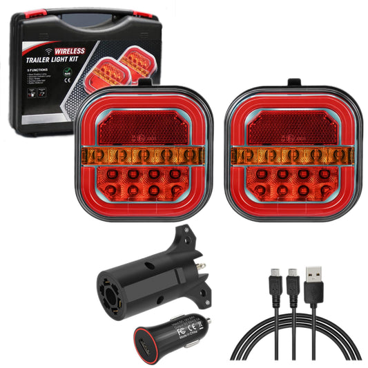 WIAZZLUK Wireless Trailer Lights, Rechargeable LED Tail Light Kit, Waterproof, Magnetic/Screw Fixed, Model RAVI RAZZ DK0001, Black
