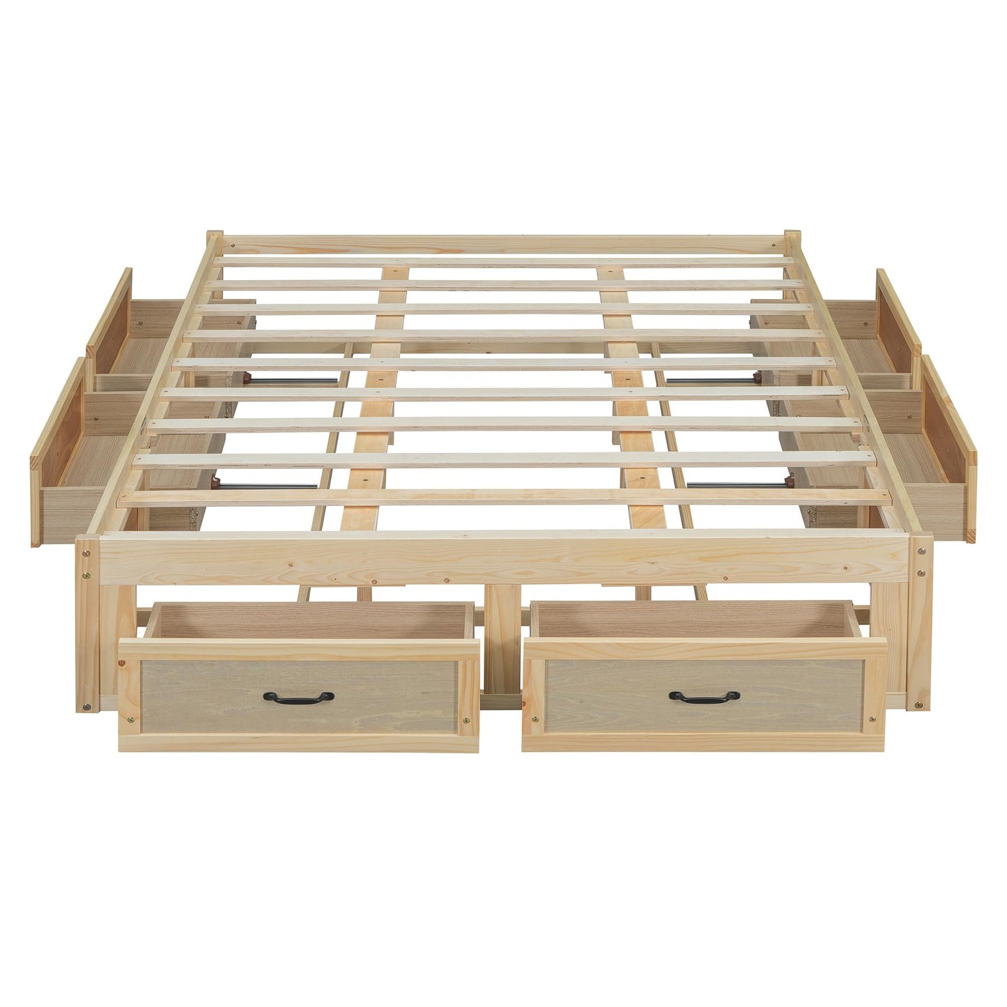 Ball & Cast Queen Size Bed Frame,Wooden Platform Bed with 6 Storage Drawers and Solid Wood Slats Support,No Box Spring Needed,Easy Assembly,Antique Natural