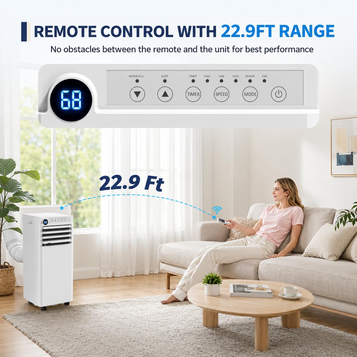 Portable Air Conditioner, 8000 BTU Small Portable AC Unit for Rooms to 350 Sq. Ft. with Cooling, Dehumidifier & Fan Modes, Remote Control, LED Display, 24H Timer, Window Kit, for Bedroom, Office, Dorm