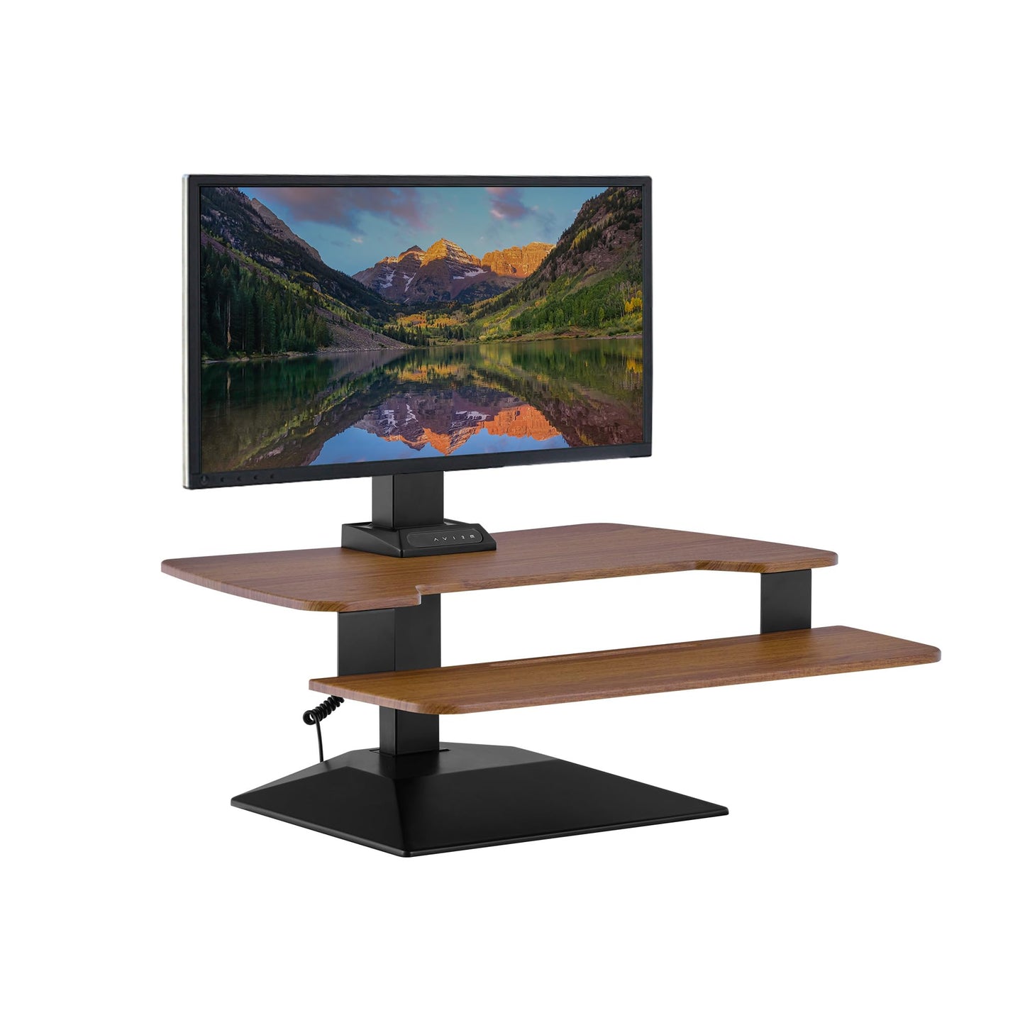 Vari VariDesk Premier Electric Converter - Standing Desk Height Adjustable Riser - Stand Up Converter for Home Office Workspace - Single Monitor Mount Computer Workstation (Walnut)