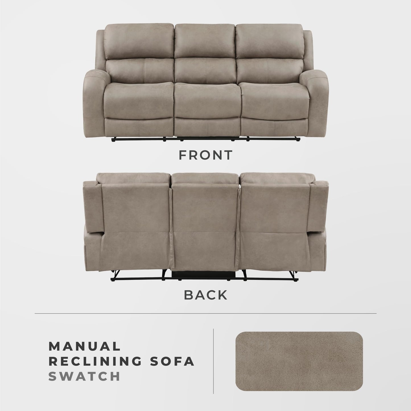 Lexicon Manual Double Reclining Sofa, Polished Microfiber Manual Wall Hugger Sofa Recliner for Living Room, Home Theater Seating, Track Arm, Stitching Cushion, Padded Foam Seat Cushion, Brown