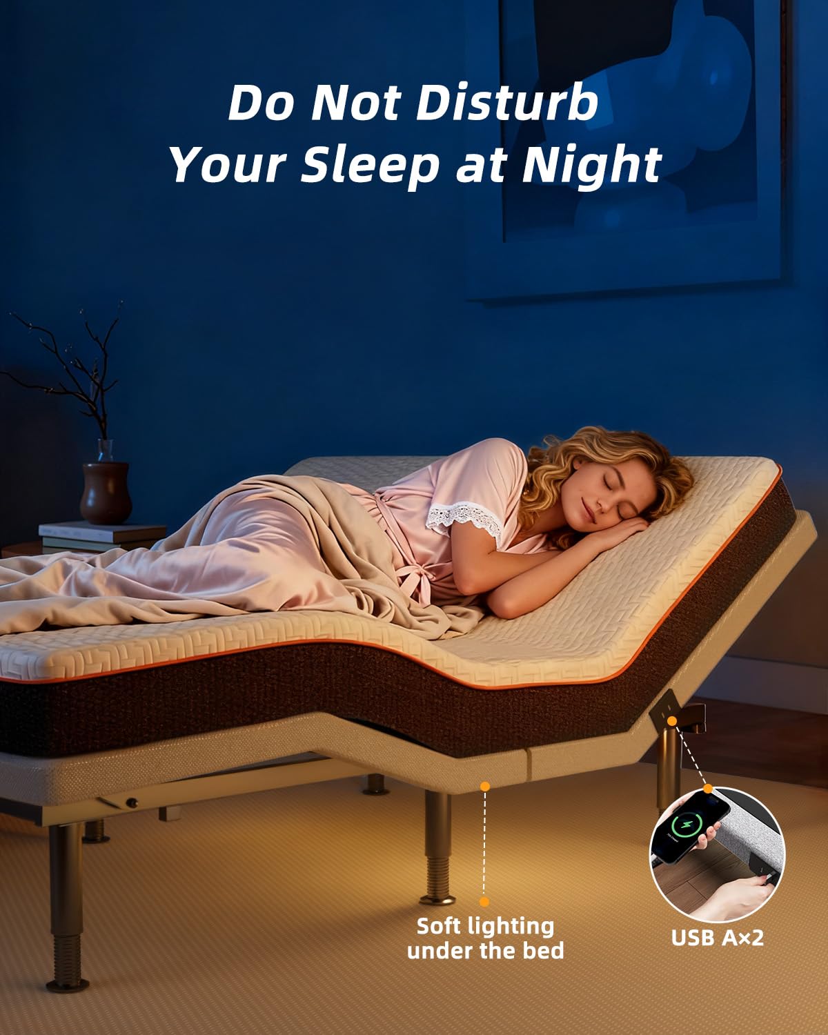 Yireehome Electric Queen Adjustable Bed Frame with Wireless Remote, Head Foot Incline, USB, Underbed Light - Heavy Duty Platform, Easy Assembly, Zero Gravity - Bedframe Basic with Quiet Motor