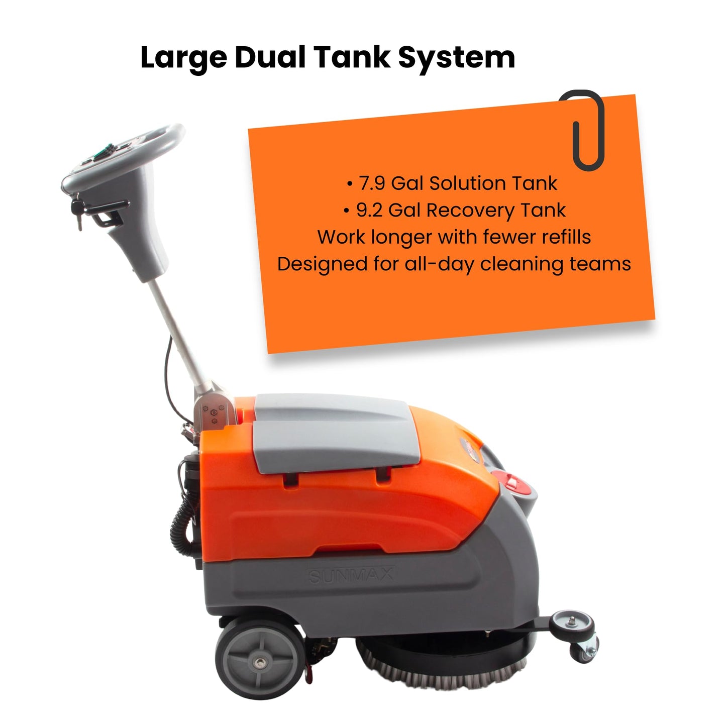 SUNMAX 17" Walk-Behind Floor Scrubber Machine, 19,000 Ft²/H, 2.5-Hour Fast Charging, Up to 2.5 Hours Runtime, 7.9/9.2-Gal Tanks, Commercial Hard Floor Cleaner | RT35+