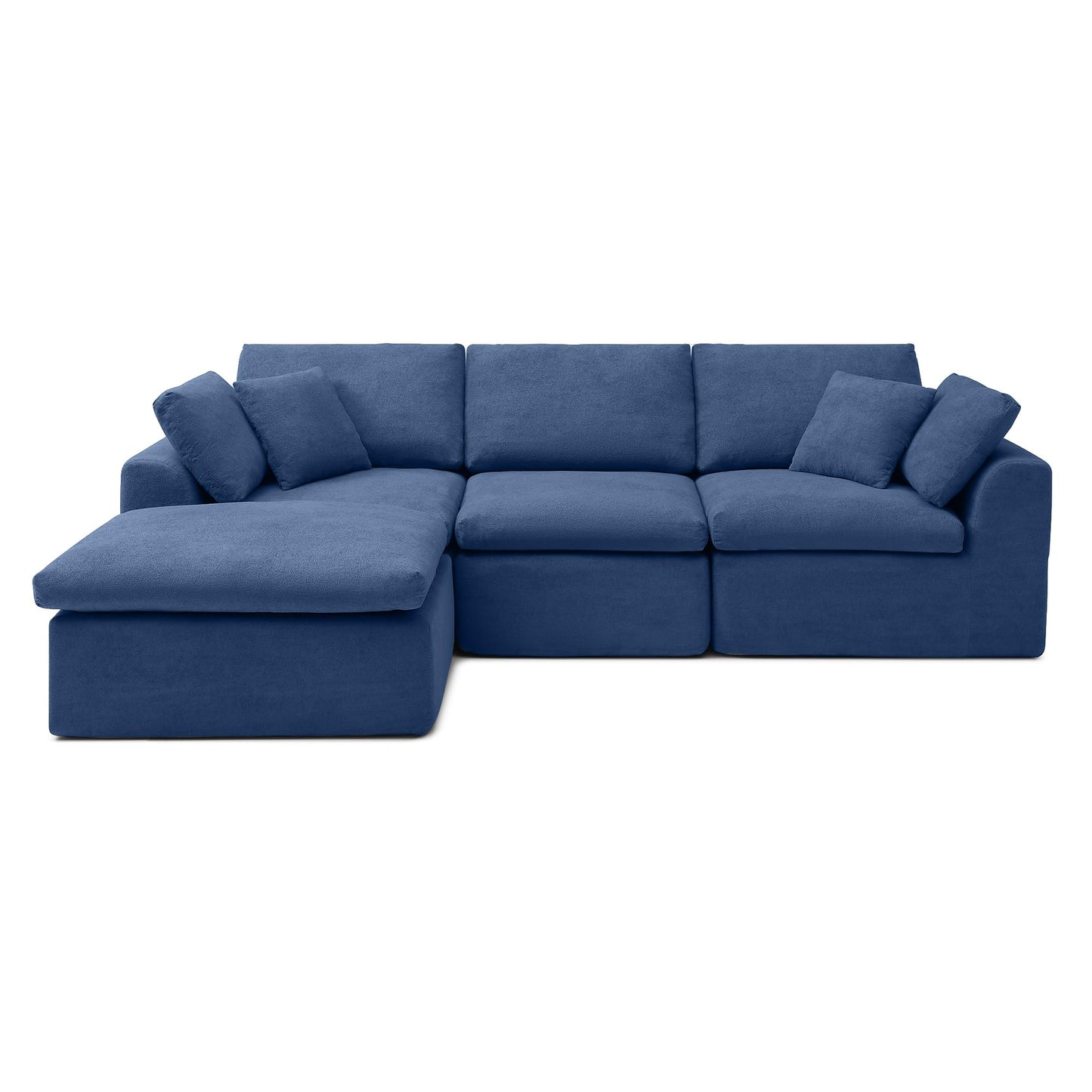 111-Inch L-Shaped Modular Boneless Cloud Sectional Sofa 4 Seat Floor Foam Sofa Couches Deep Seat with Ottoman,Comfy Fabric Upholstered 4 PCS Compressed Cloud Couch
