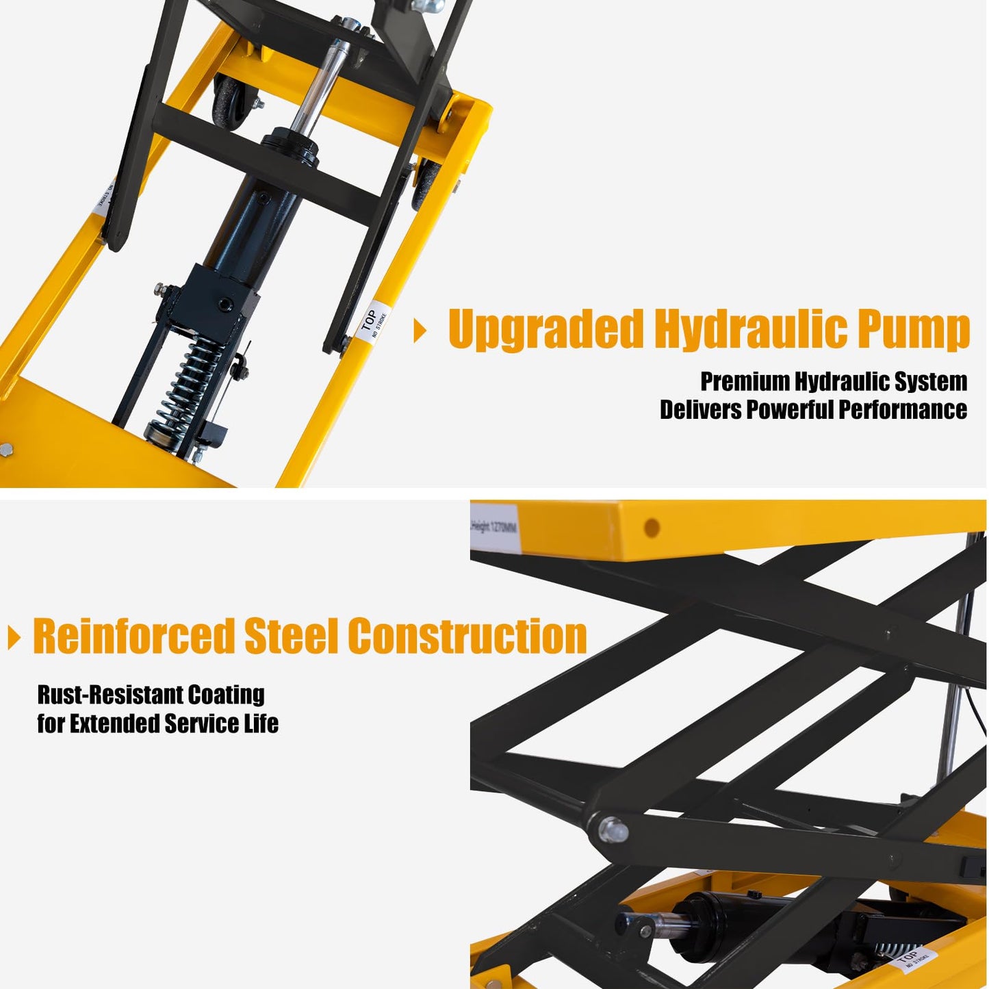 Hydraulic Lift Table Cart, 770lbs Capacity 59'' Max Lift, Double Scissor Lift Table w/4 Wheels & Non-Slip Pad, Heavy Duty Hydraulic Platform Lift Cart for Warehouse, Shop, Garage Material Handling