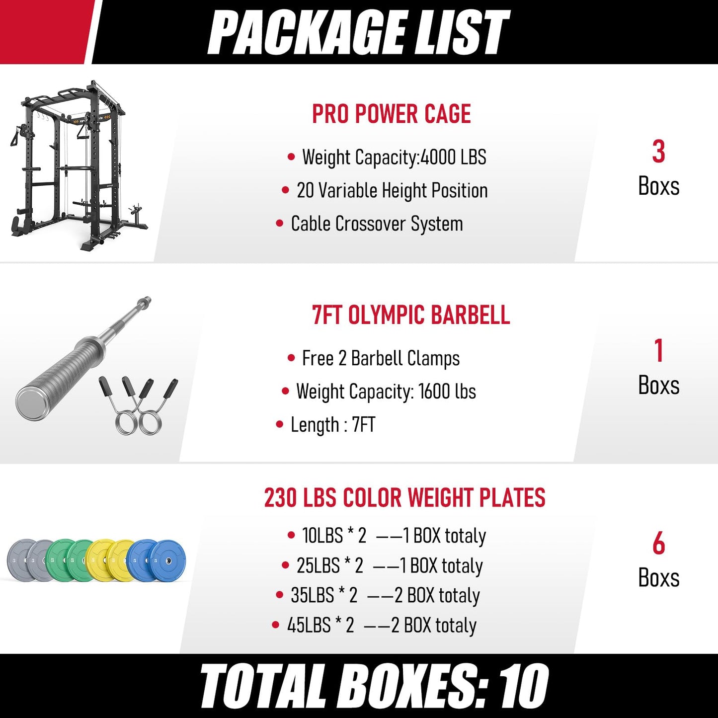 Sportsroyals Power Cage, Multi-Functional Squat Rack, Power Rack with Pulley System & LAT Pull Down, Workout Cage with J Hooks for Home Gym