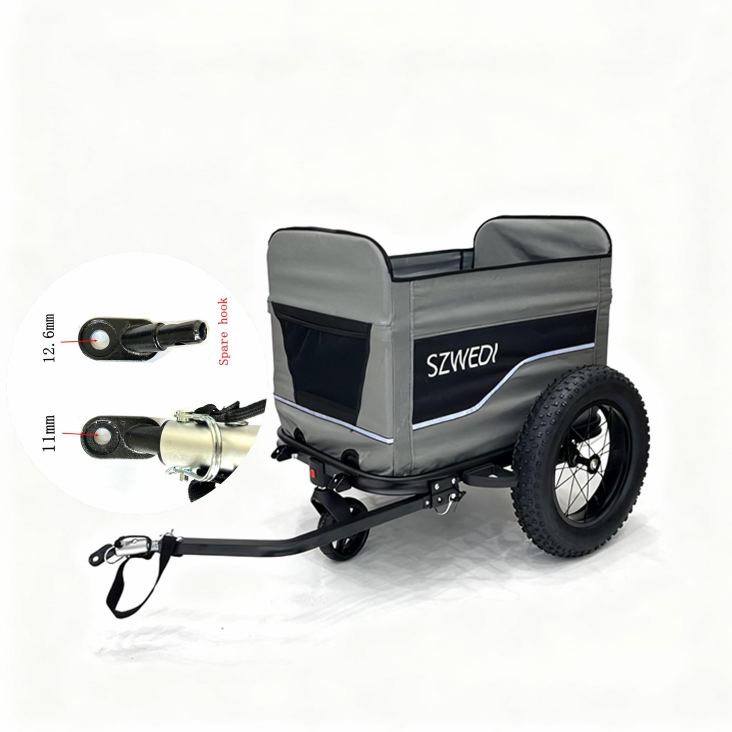 SZWEDI Bike Cargo Trailer&Hand Wagon,100 lbs Load Capacity, Heavy-Duty Bicycle Wagon Cart, Foldable Compact Storage & Quick Release with Universal Hitch, 16" Wheels