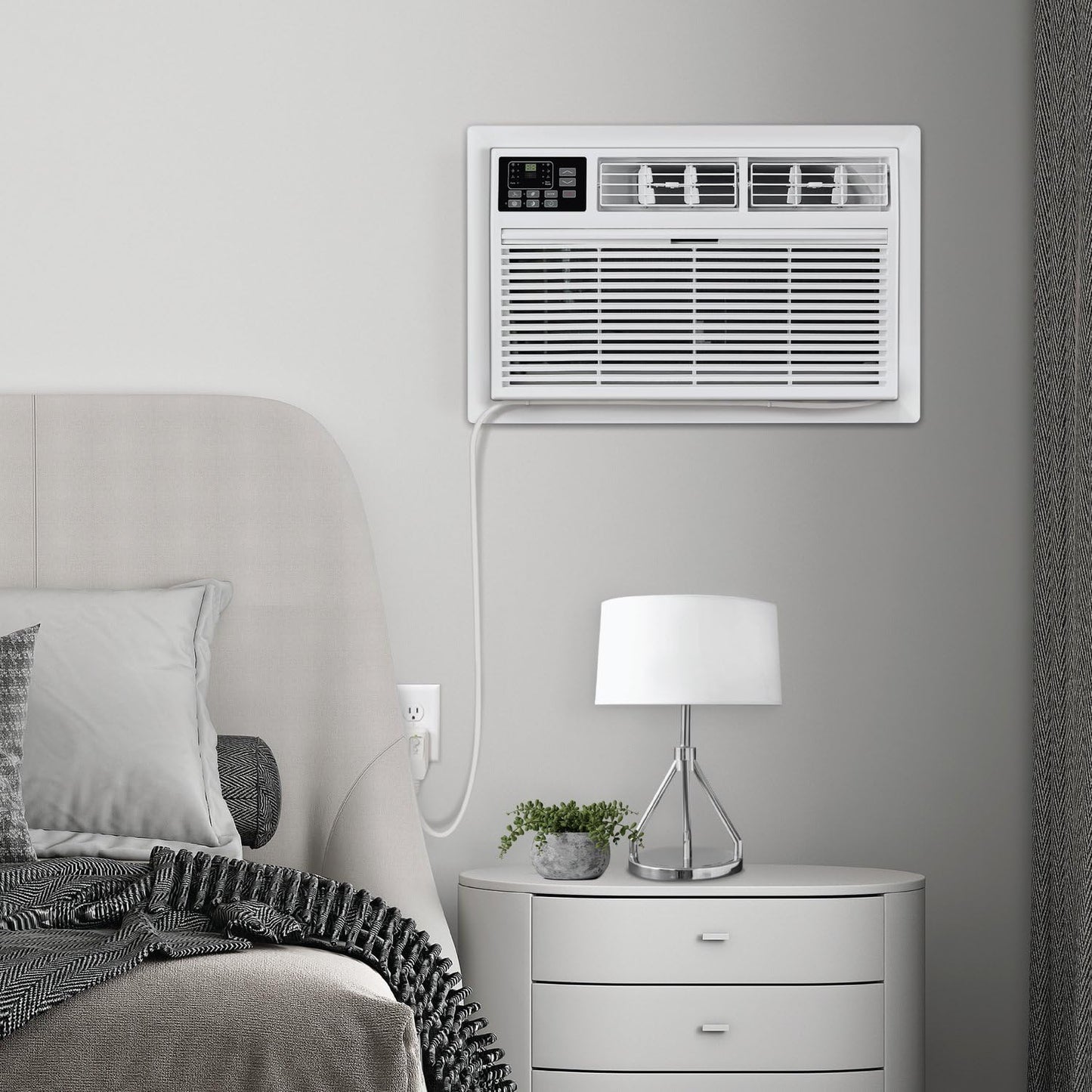 Whirlpool 12,000 BTU Through the Wall Air Conditioner, 115V, Cools up to 550 Sq. Ft for Living Room, Bedroom, Kitchen, Apartment, with Dehumidifier, Remote Control, Digital Display, 24H Timer, White