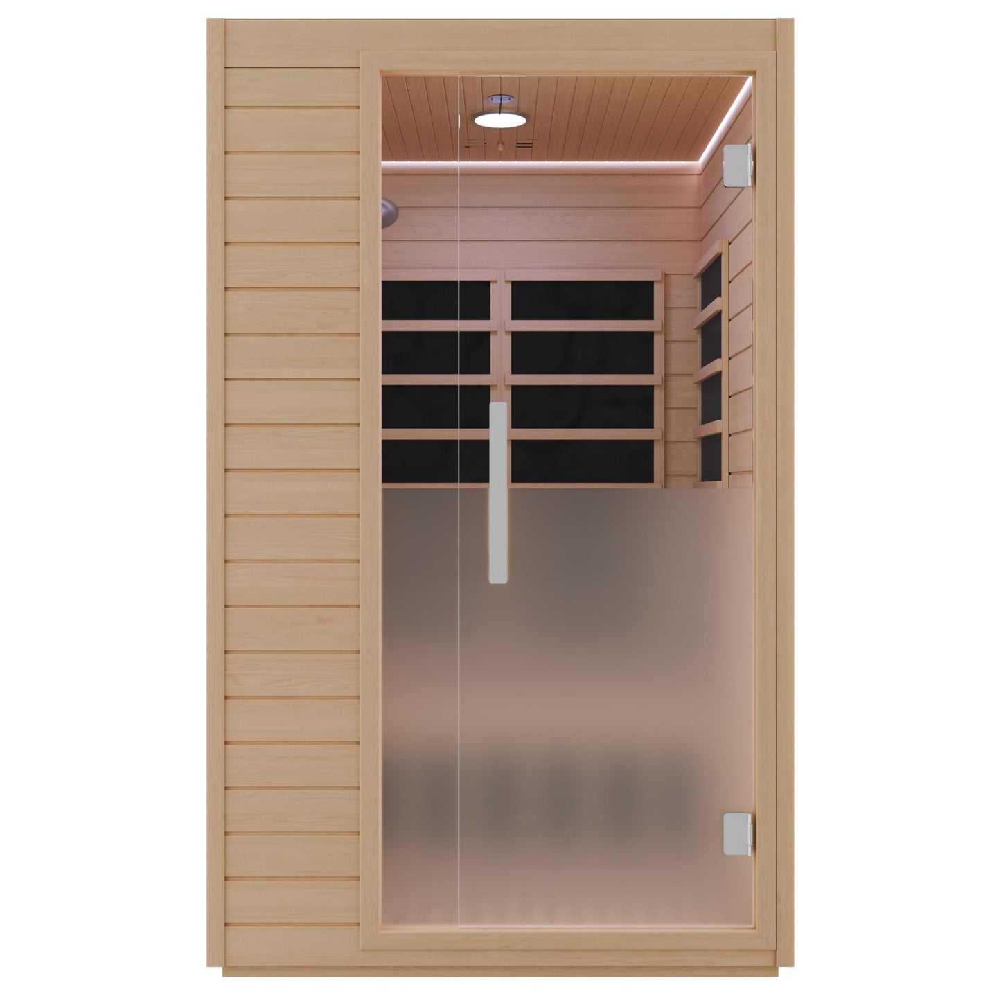 SaunaSpa Indoor 2-Person Infrared Cabin Sauna | Canadian Hemlock Wood Sauna with Low EMF Infrared Heating Panels, Tempered Glass Door, Chromotherapy Lighting, and Touch Control Panel with Bluetooth