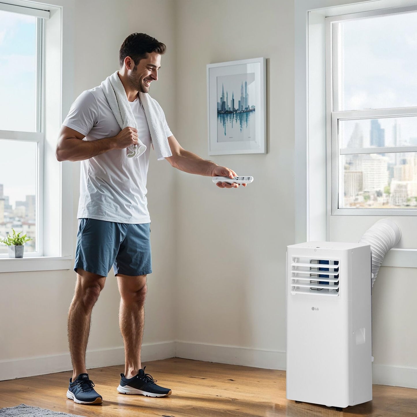 LG 6,000 BTU (DOE) / 10,000 BTU (ASHRAE) Portable Air Conditioner, Cools 250 Sq.Ft. (10' x 25' room size), Quiet Operation,LCD Remote, Window Installation Kit Included, 115V