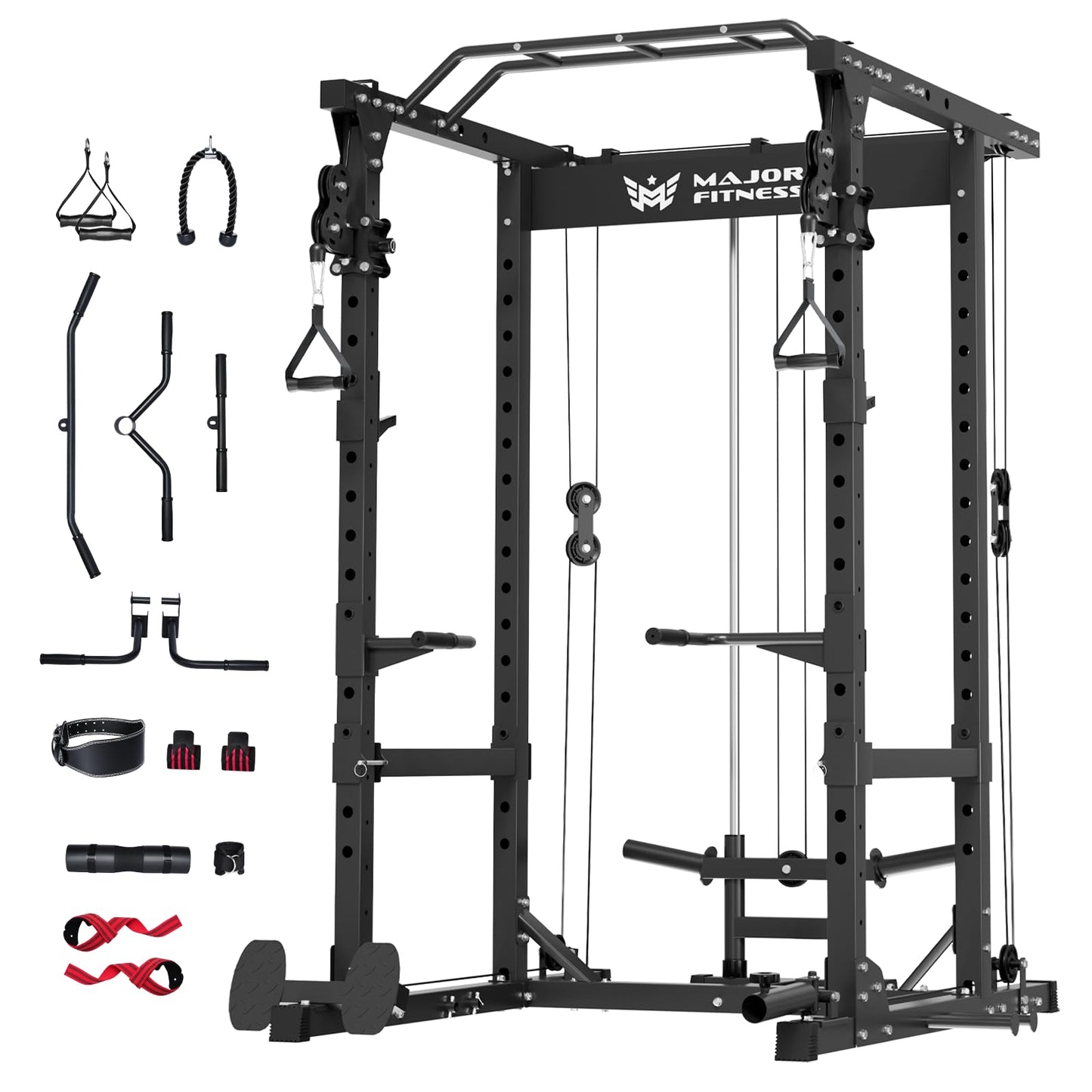 MAJOR FITNESS Drone1 Power Cage - Multi-Function Power Rack for Home Gym (Black)