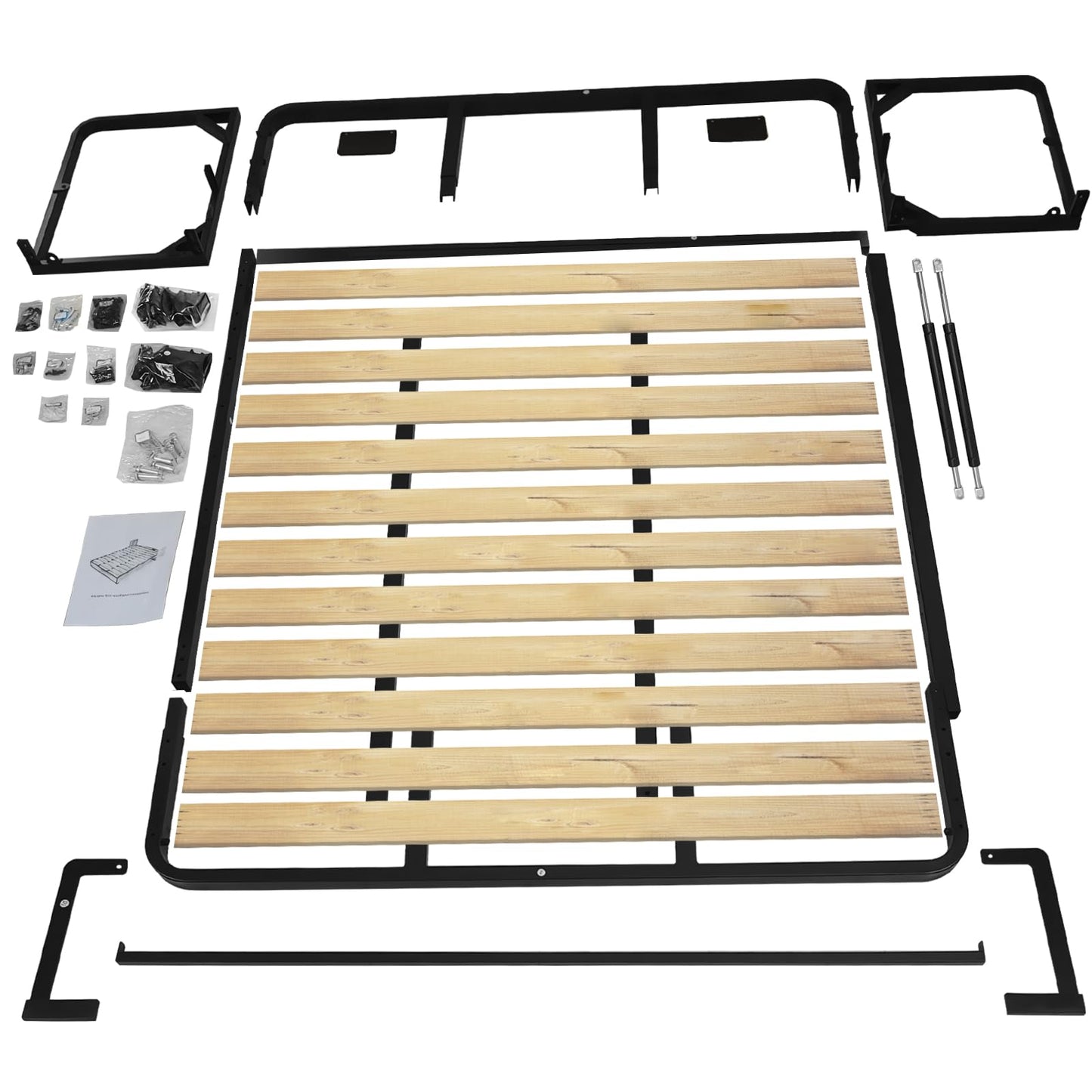 TooCust Vertical Murphy Wall Bed Frame Queen Size with Two-Stage Deluxe Gas Spring - DIY Wall Bed Queen Vertical, Folding Wall Bed, Vertical Murphy Bed Kit Queen Size
