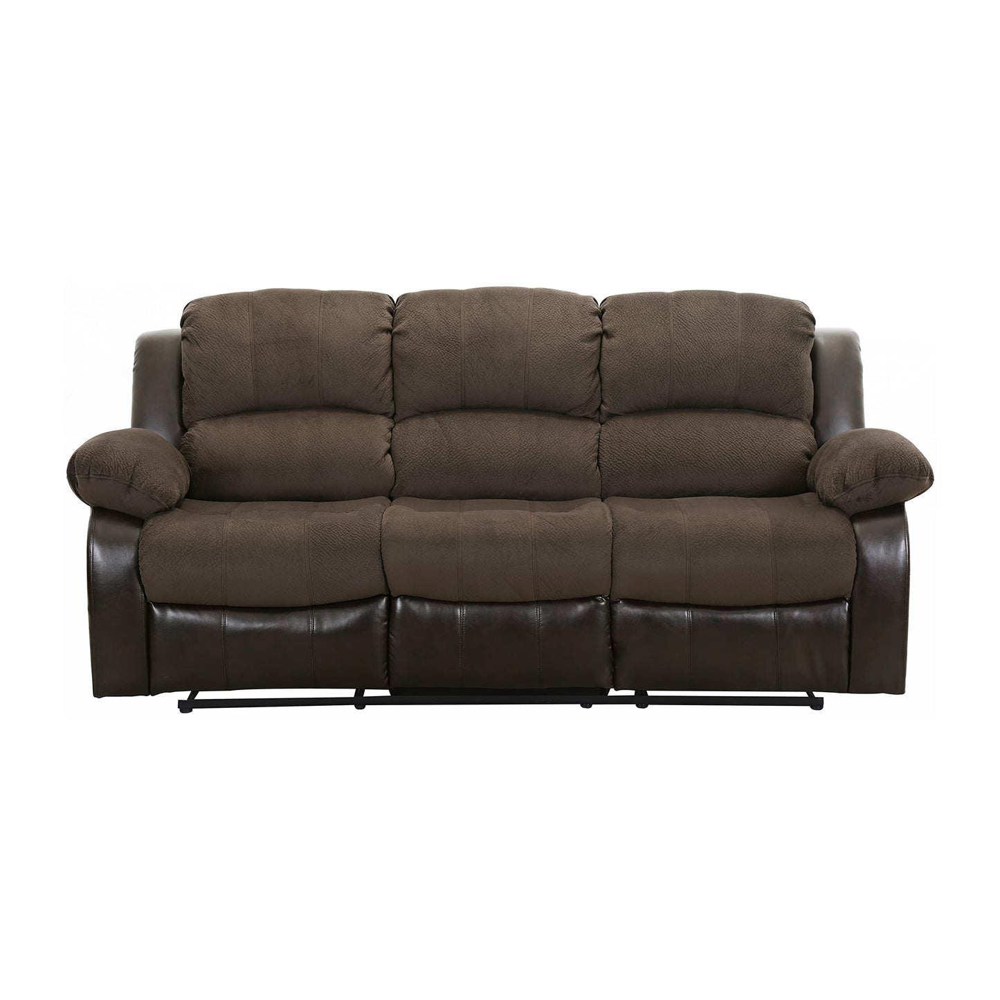 Homelegance Manual Double Reclining Sofa, Textured Microfiber Match Faux Leather Wall Hugger Recliner Sofa, High Density Foam Over Pocket Coils, for Living Room/Apartment, Brown