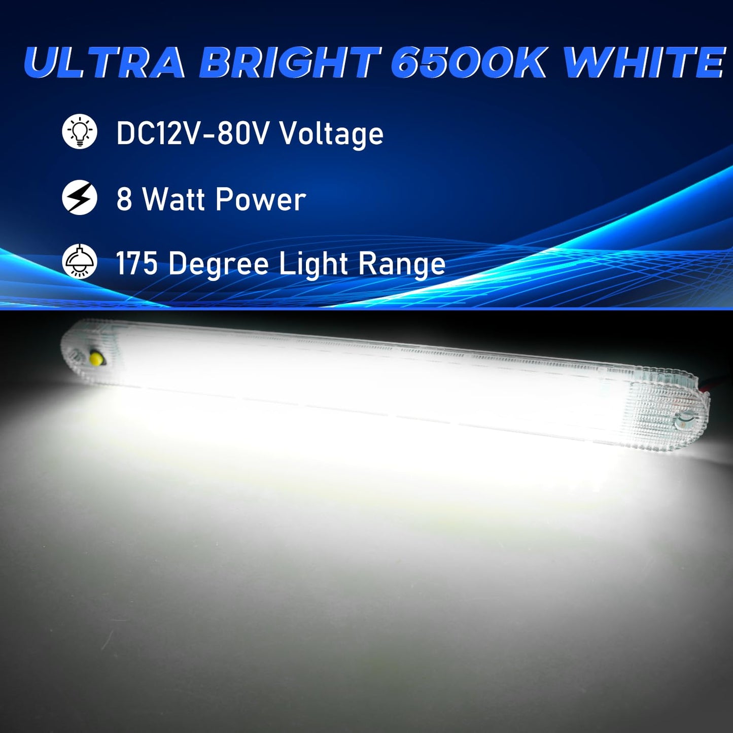 GZ5CG 12V LED Interior Light Bar 72 LEDs 6500K White Aluminum 11 Inch Model CE0061 8 Packs for RV Van Truck Trailer Caravan
