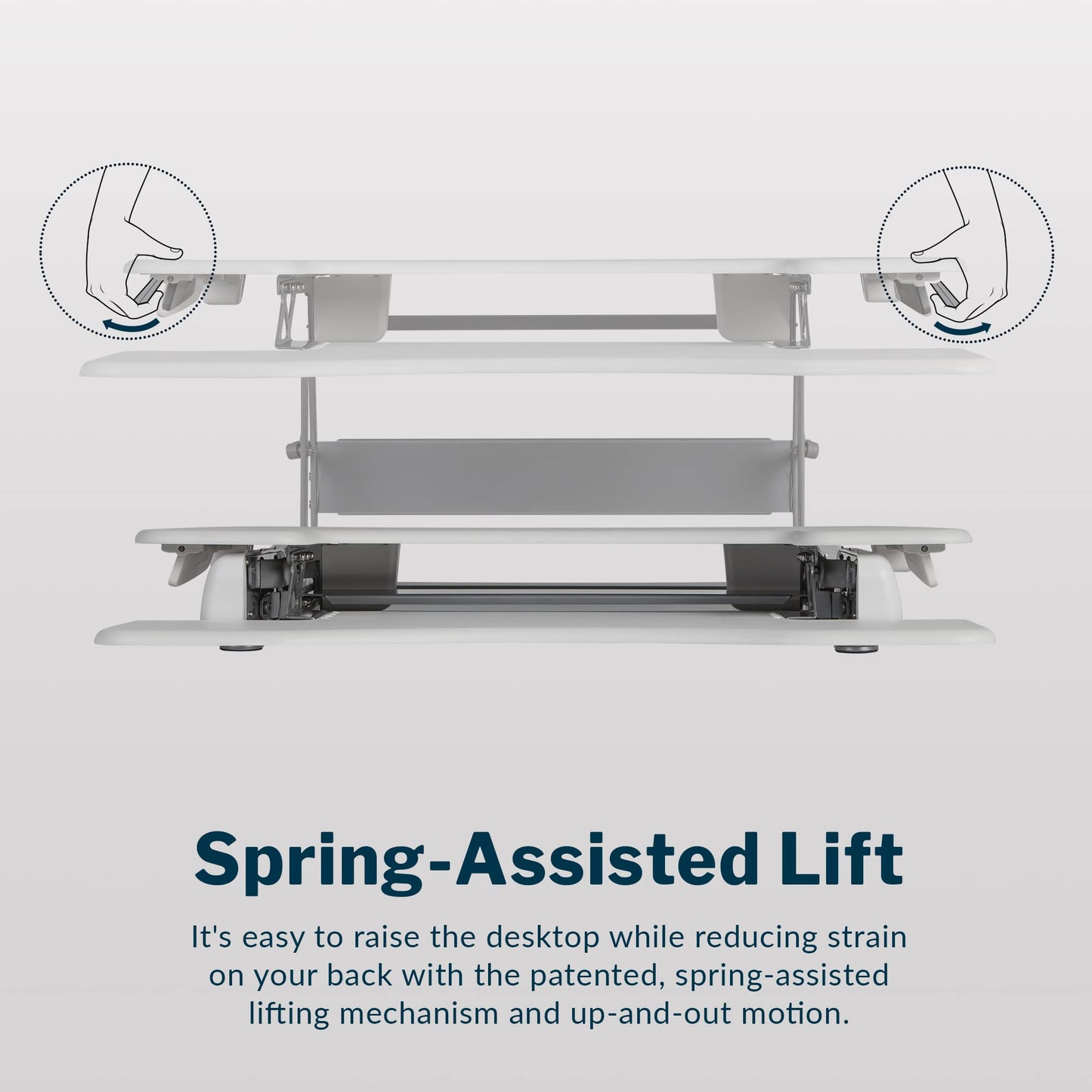Vari Varidesk Pro Plus 36 Standing Desk Converter – 11 Height Settings + Spring Lift, 2 Tier Design, Keyboard Tray, Fits Desktops 36” Wide x 26.5" Deep – Delivers Fully Assembled (White)