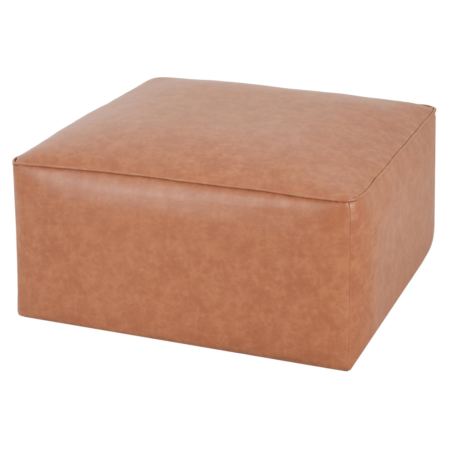 Merax 30" Square PU Leather Ottoman, Modern Sofa Foot Rest Faux Multifunctional Extra Seat, Side Table, Accent Piece Footstool for Living Room Bedroom,Brown+Tan