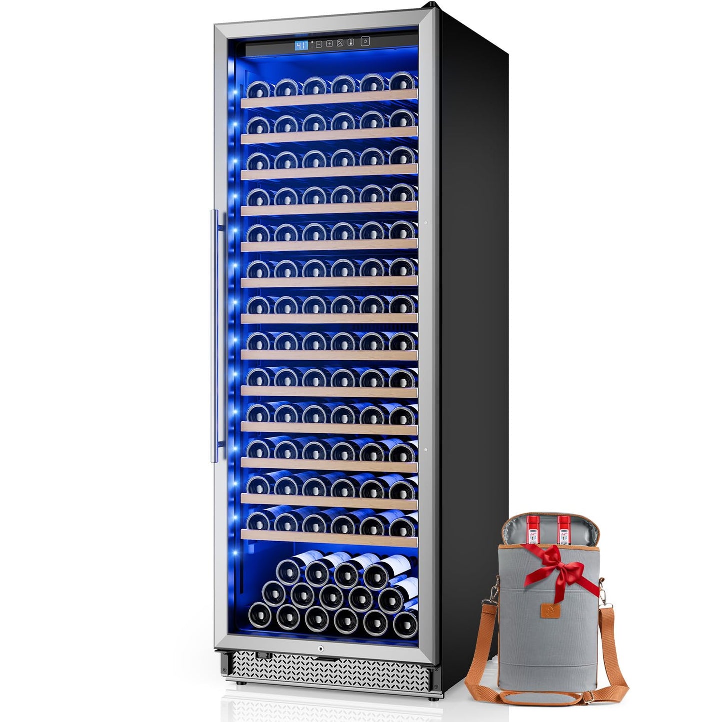 Vushine 24 Inch Wine Cooler, Wine fridge Freestanding or Built-In with Door Lock, Suitable for Mixed 158 Bottles Sizes, Low Noise Operation (14.4cu.ft)