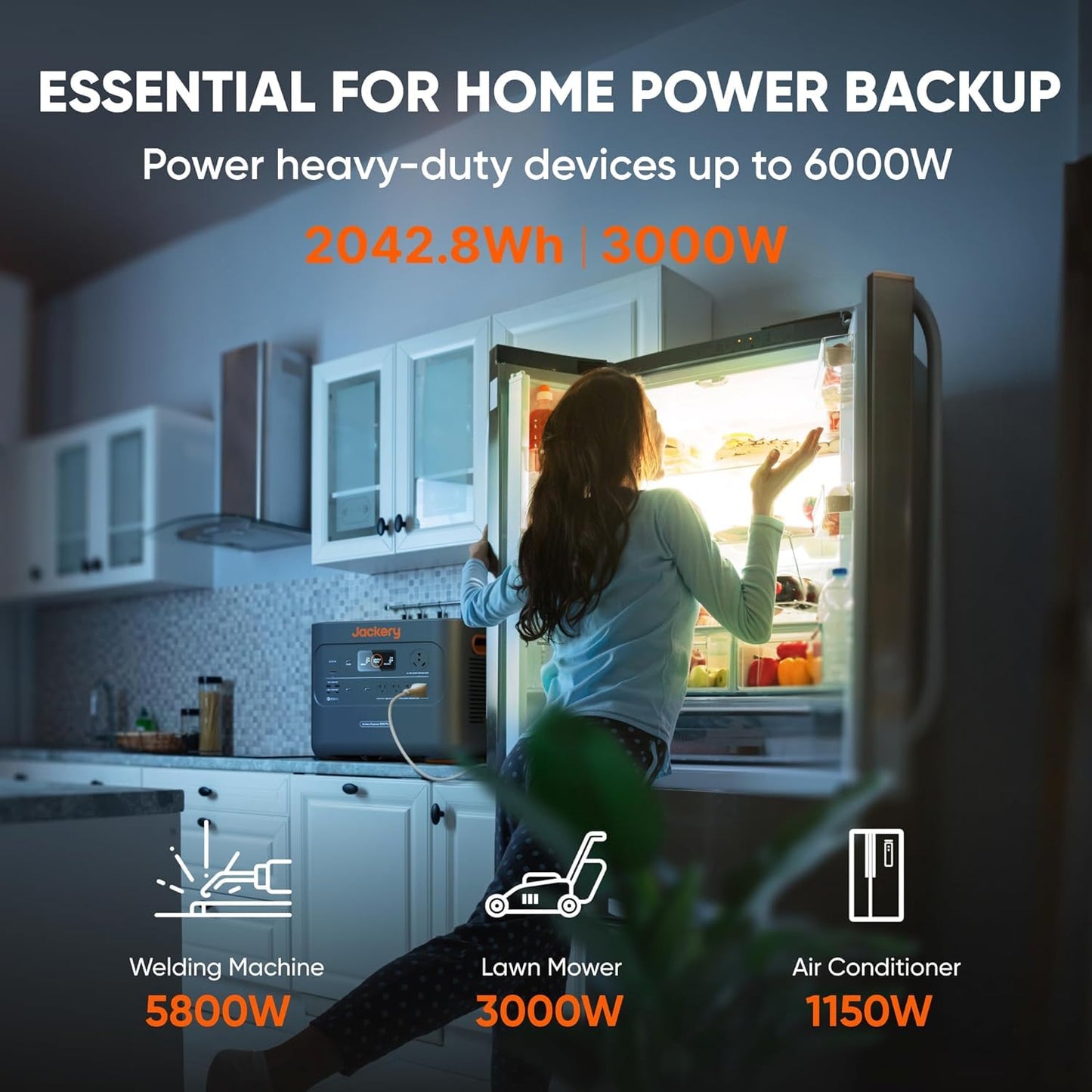 Jackery Explorer 2000 Plus Portable Power Station, 2042Wh LiFePO4 Solar Generator, 3000W AC Output, Expandable to 24kWh, UPS Home Backup for Emergency Camping RV Off-Grid(Solar Panel Optional)