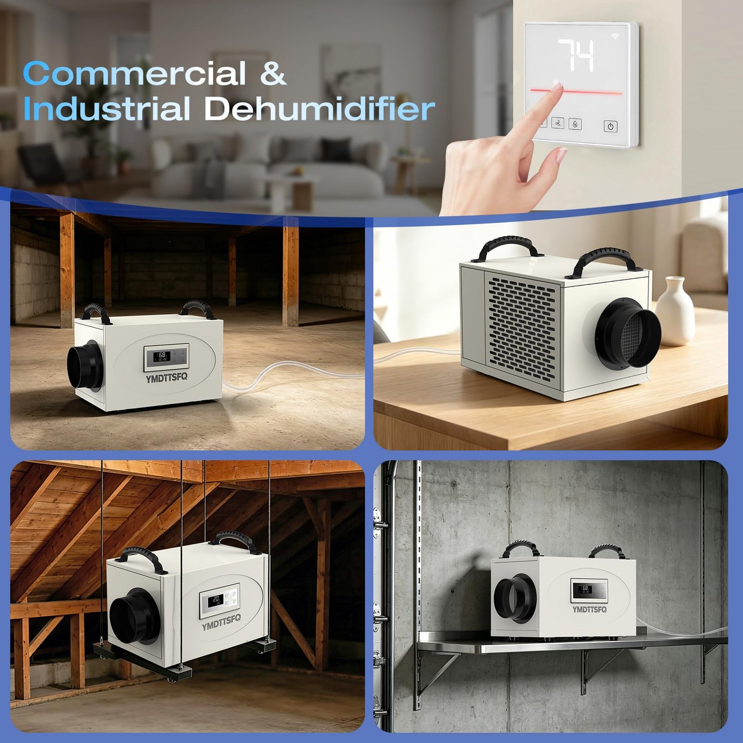 155 pint crawl space dehumidifier is suitable for basements, shopping malls, homes and industrial water damage restoration projects, App Operation with a maximum coverage area of 7,000 square feet