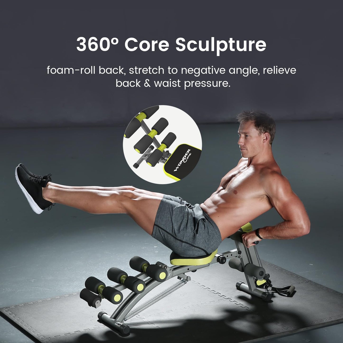 Wonder Core V2 Upgraded Adjustable Workout Bench & Ab/Rowing Machine - Total Gym Style Core Workout Equipment for Ab Workouts, Upper Body & Sit-Up Exercise