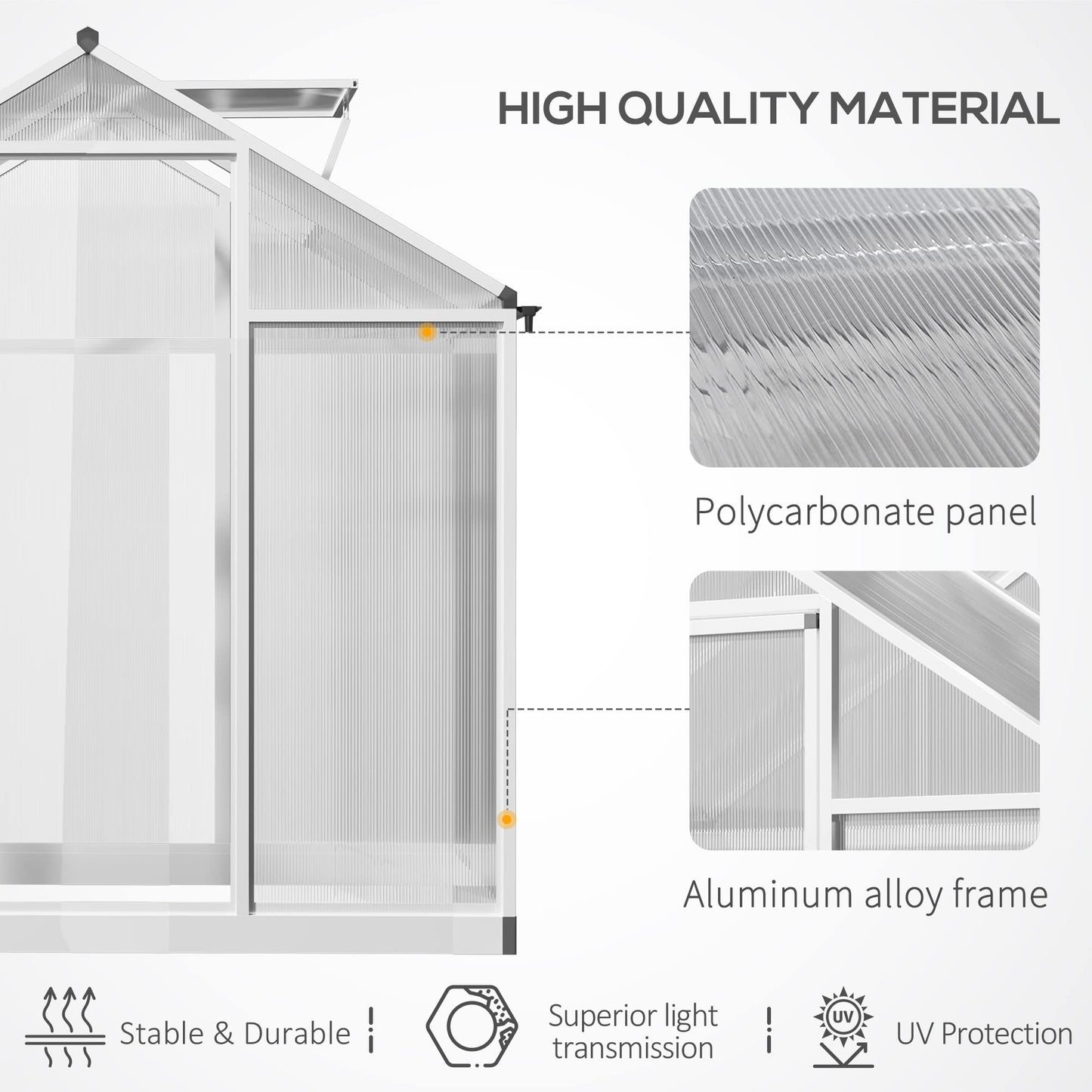 Outsunny 4' x 6' Greenhouse for Outdoors, Polycarbonate Greenhouse with Rain Gutter and Roof Vent, Aluminum Walk-in Green Houses for Outside Patio Backyard Garden